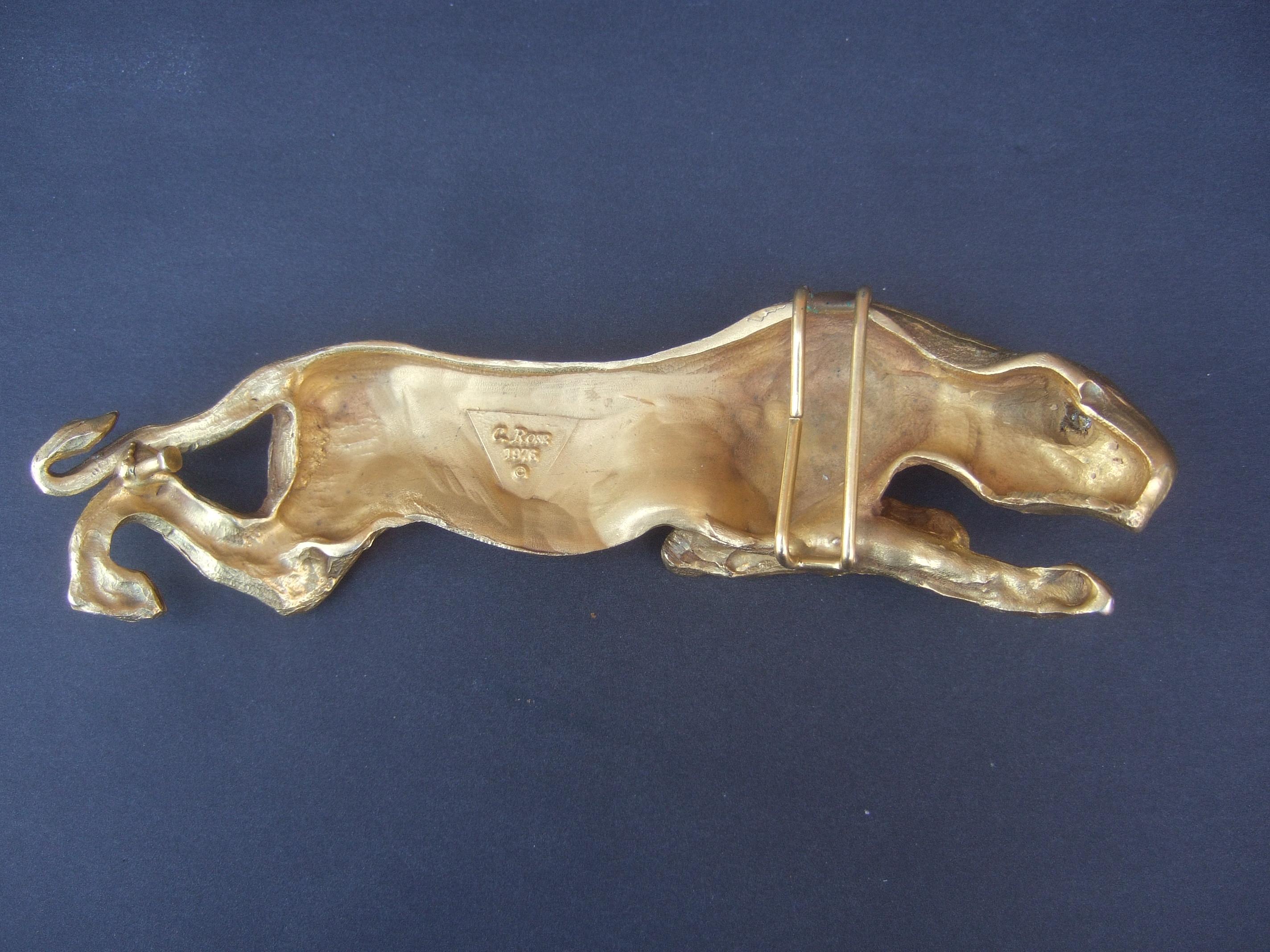 Christopher Ross 24k Gold Plated Panther Belt Buckle circa 1976  3