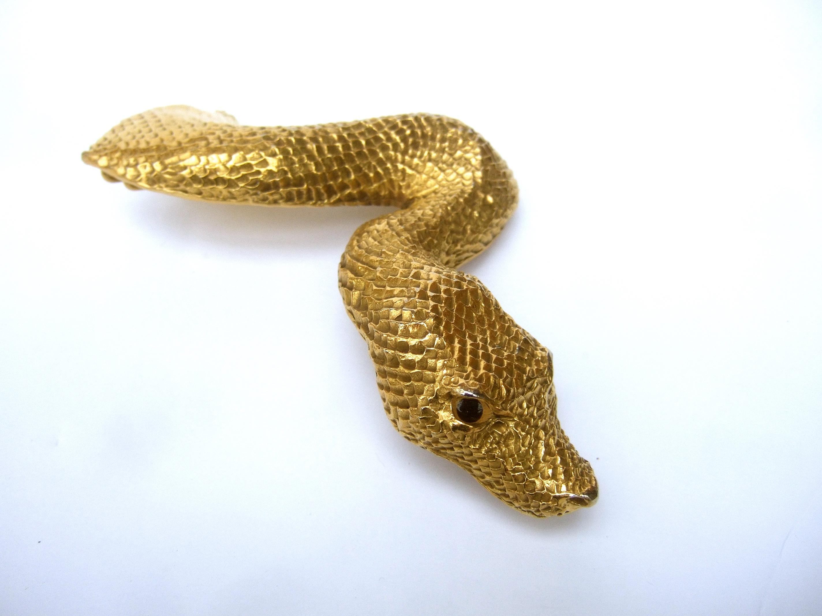 Christopher Ross 24k Gold Plated Serpent Belt Buckle circa 1980 5