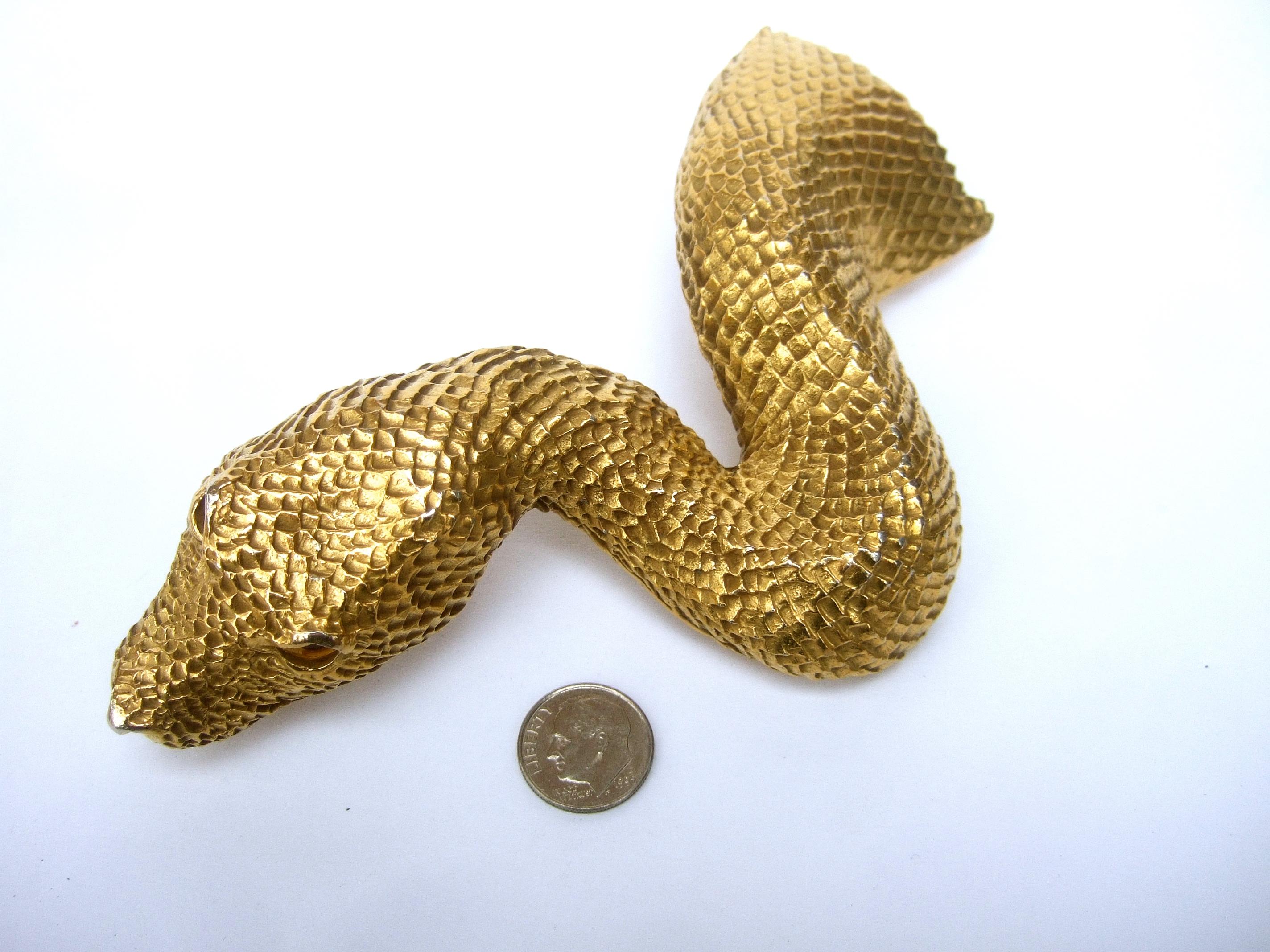 Christopher Ross 24k Gold Plated Serpent Belt Buckle circa 1980 6