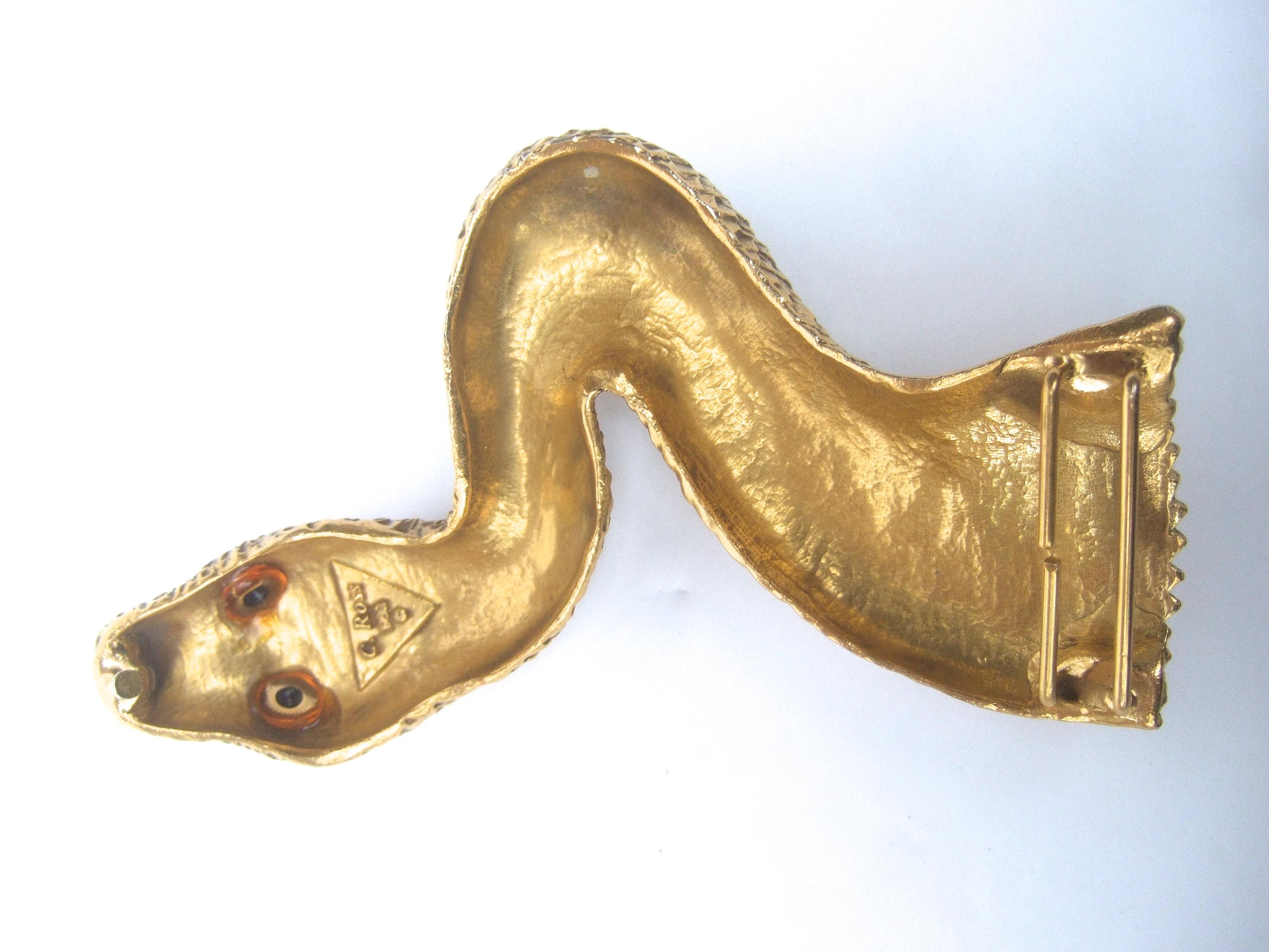 Christopher Ross 24k Gold Plated Serpent Belt Buckle circa 1980 7