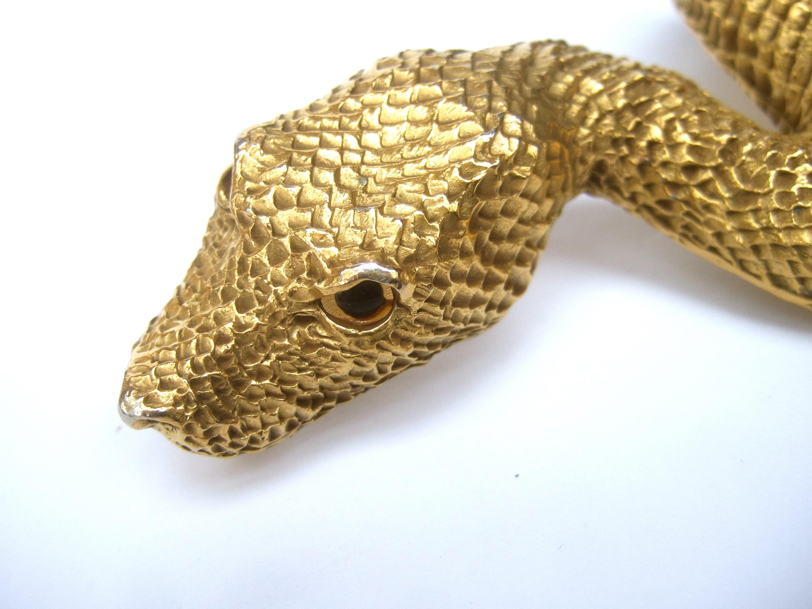 Women's Christopher Ross 24k Gold Plated Serpent Belt Buckle circa 1980