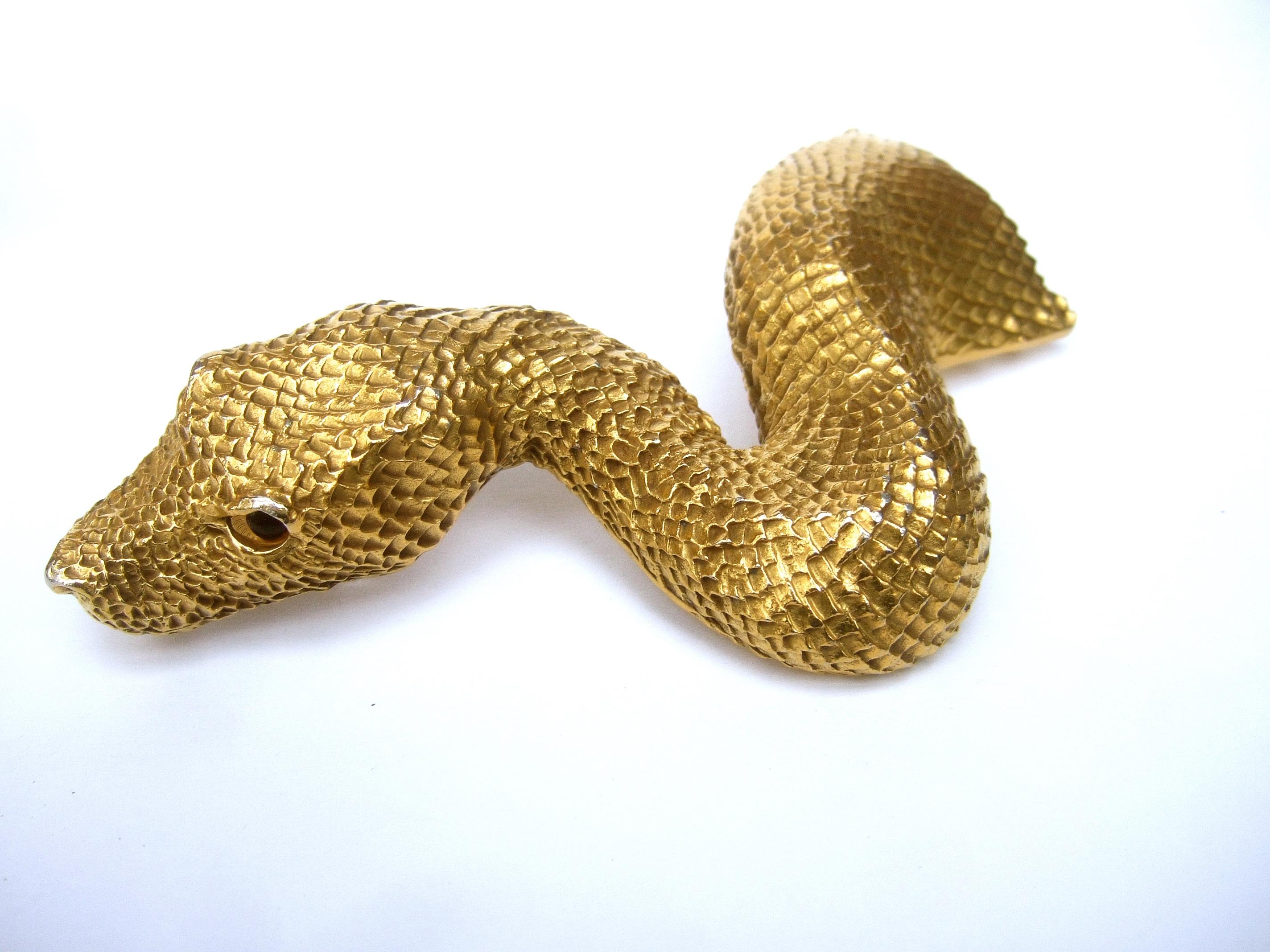 Christopher Ross 24k Gold Plated Serpent Belt Buckle circa 1980 1