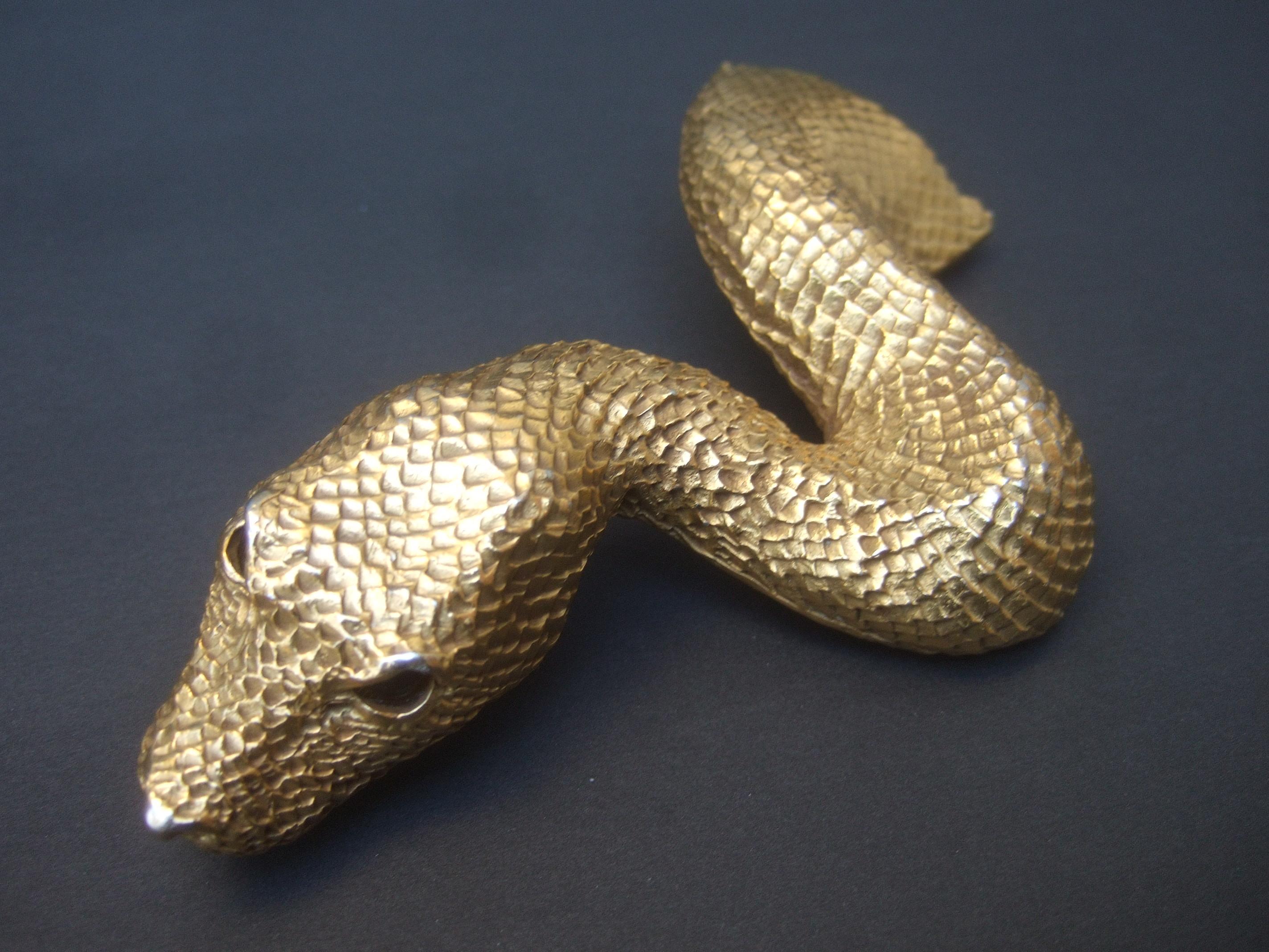 Christopher Ross 24k Gold Plated Serpent Belt Buckle circa 1980 3