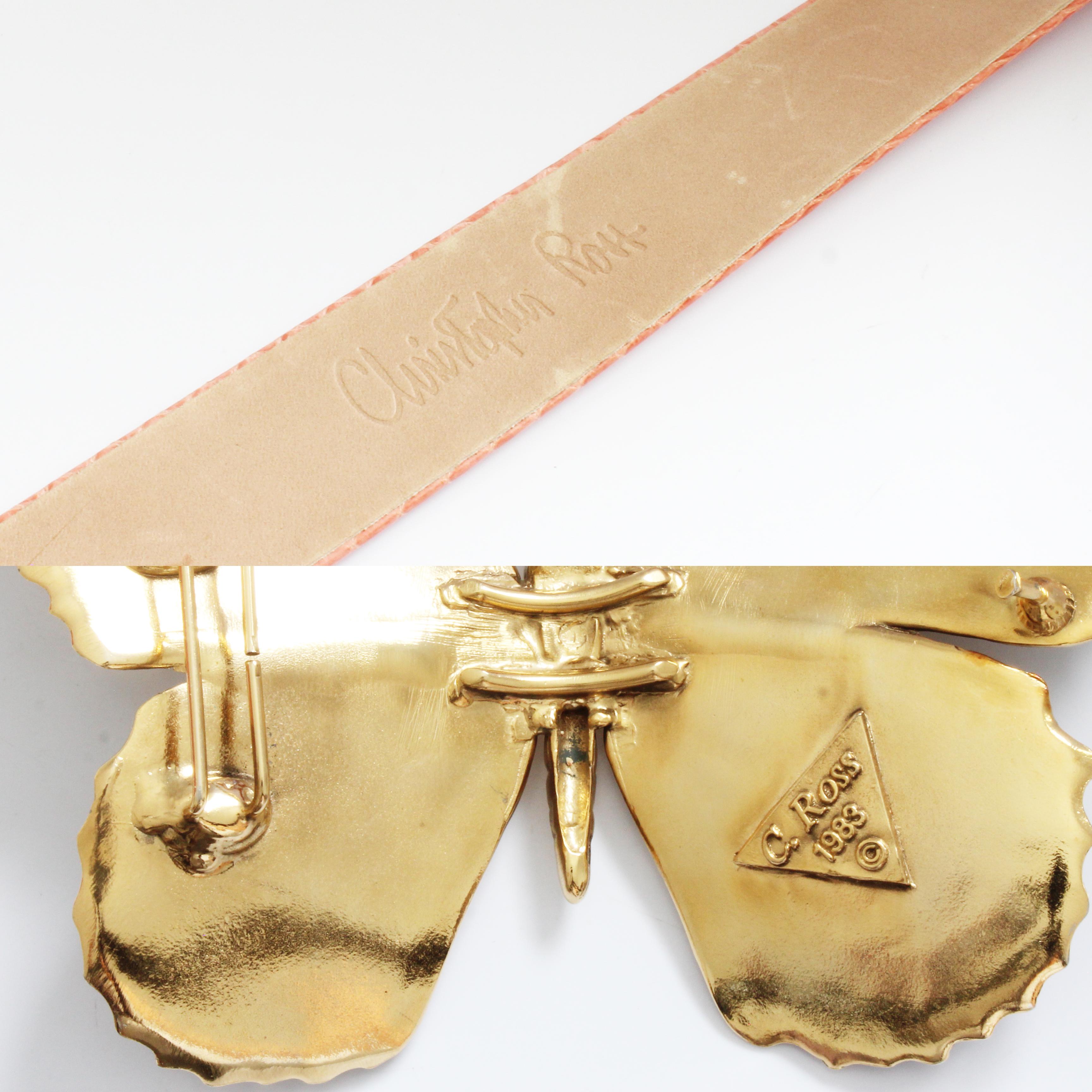 Christopher Ross Boucle de Ceinture Butterfly Massive 8in L with Snakeskin Strap 1980 en vente 6