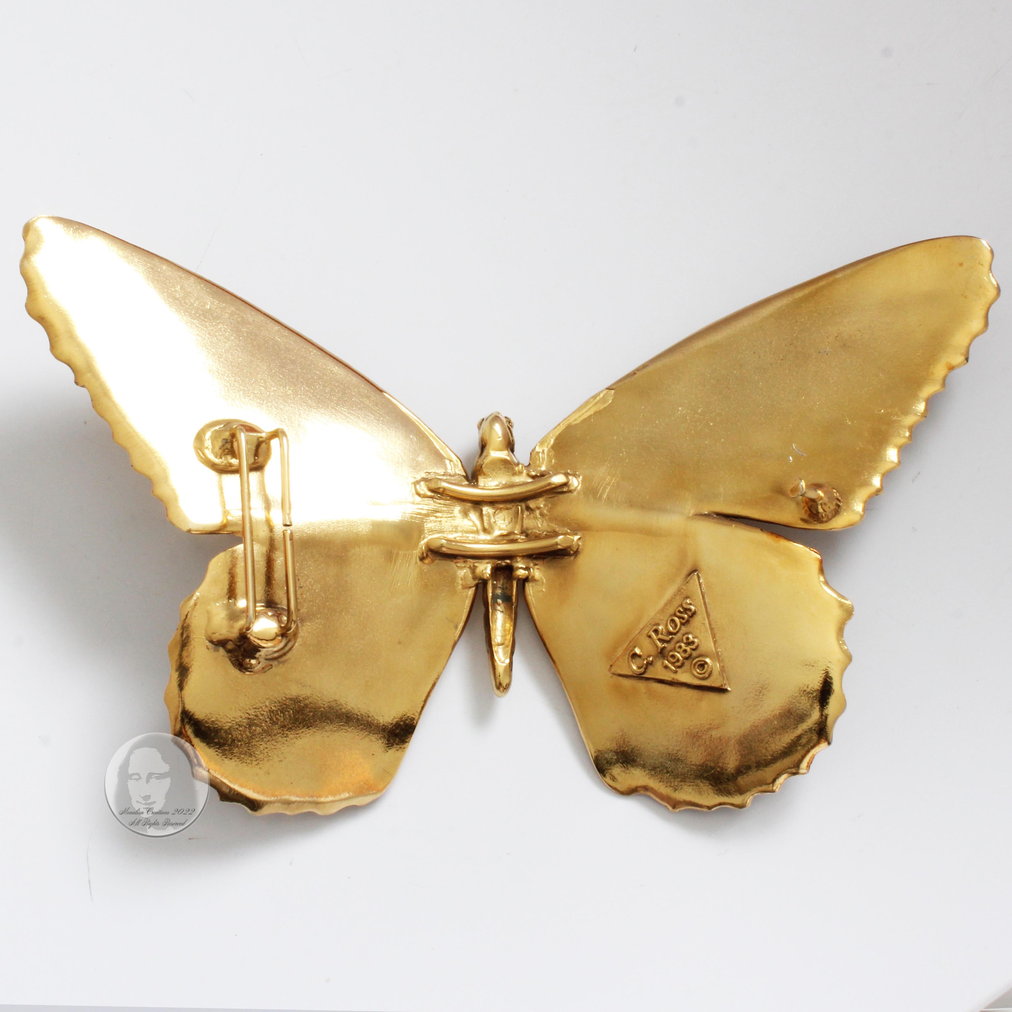 Christopher Ross Belt Buckle Butterfly Massive 8in L with Snakeskin Strap 1980s For Sale 5