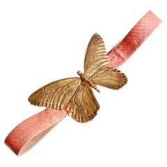 Christopher Ross Cintura Fibbia Farfalla Massive 8in L con cinturino in pelle di serpente 1980s