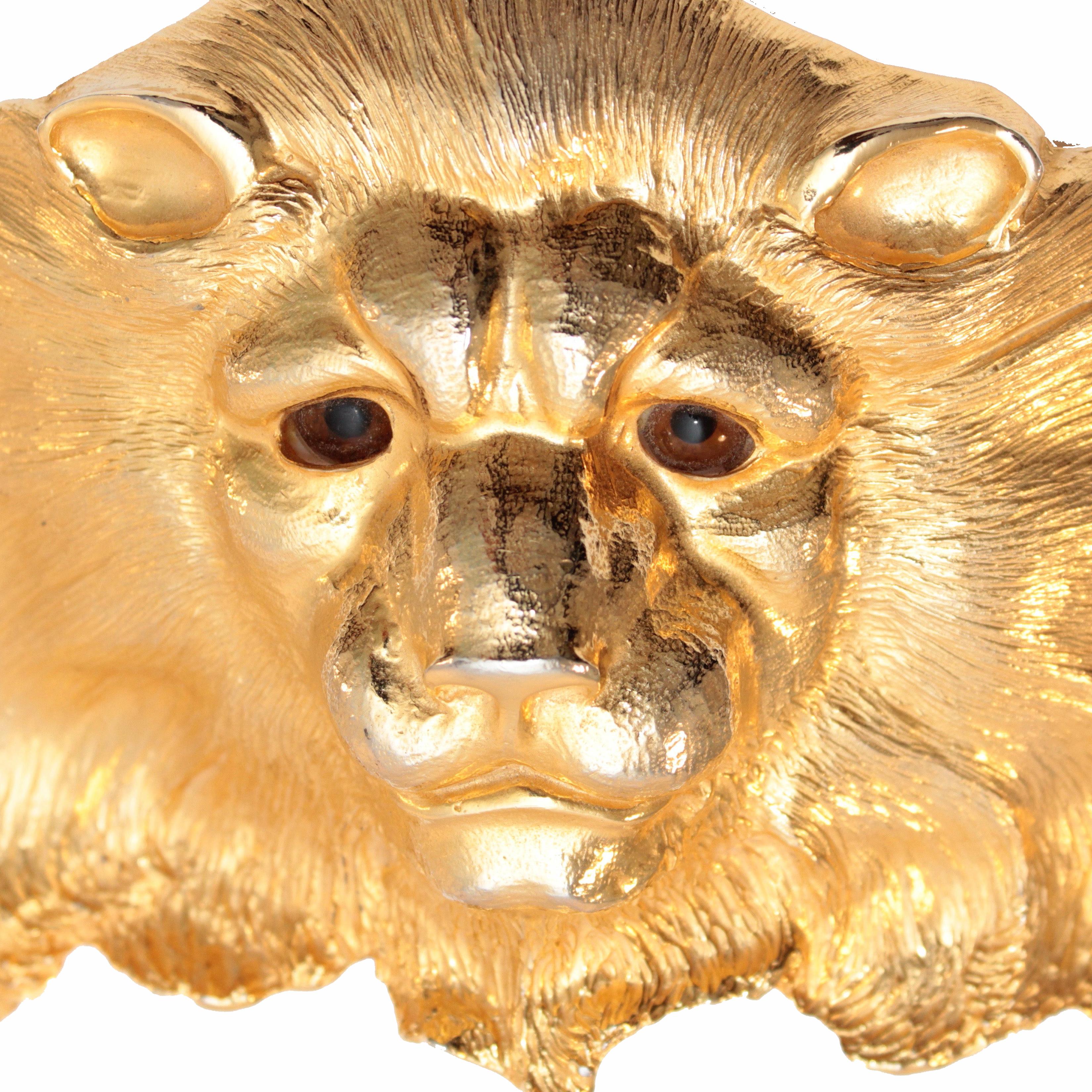 Or Christopher Ross Boucle de ceinture boucle extraordinaire tête de lion plaquée or 24 carats vintage, années 80 en vente