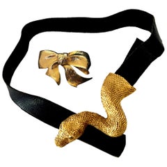 CHRISTOPHER ROSS Bundle: Interchangeable Serpent snake animal Belt + Bow Buckle
