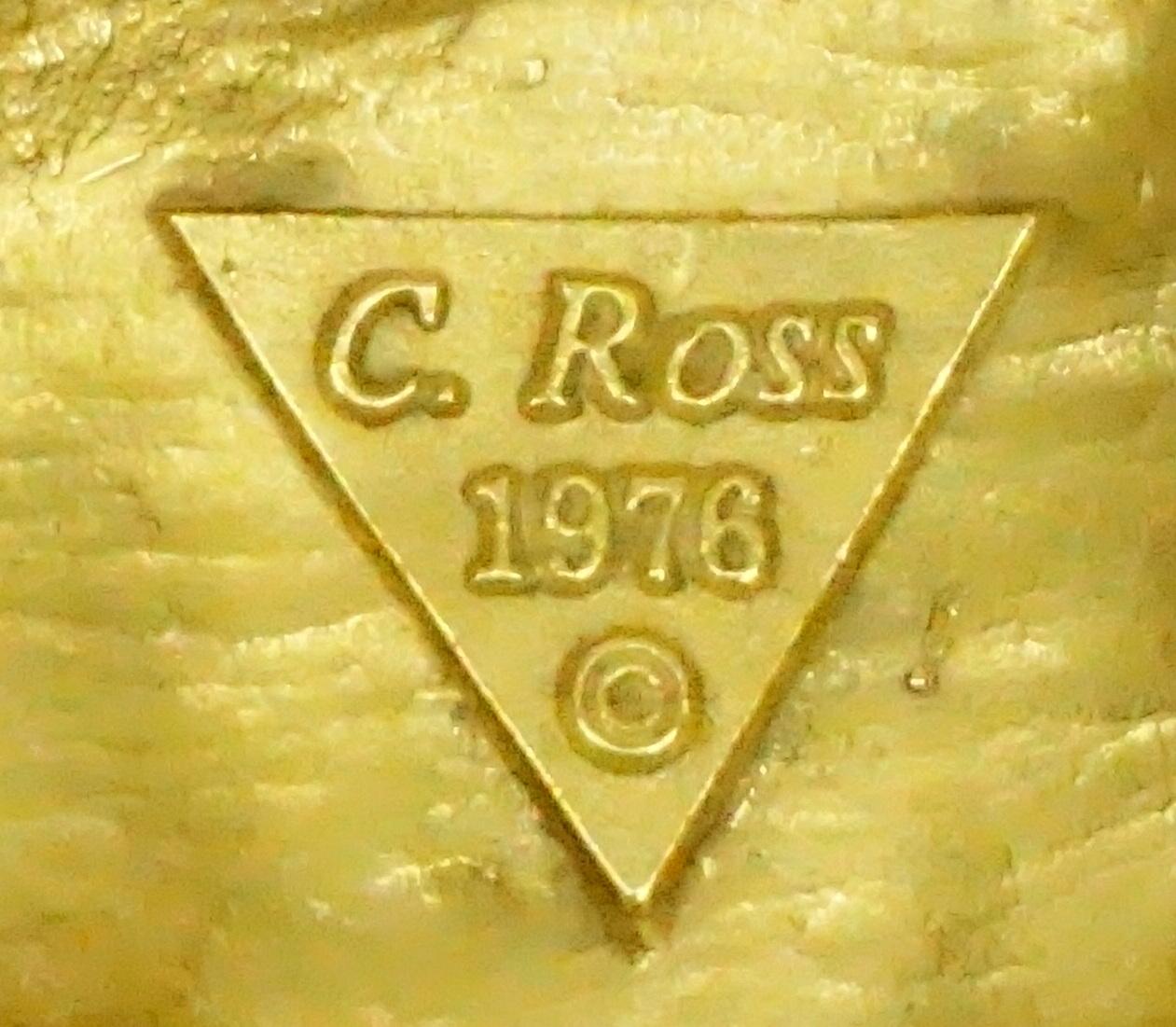 Brown Christopher Ross Gold Horse Head Belt Buckle 1976
