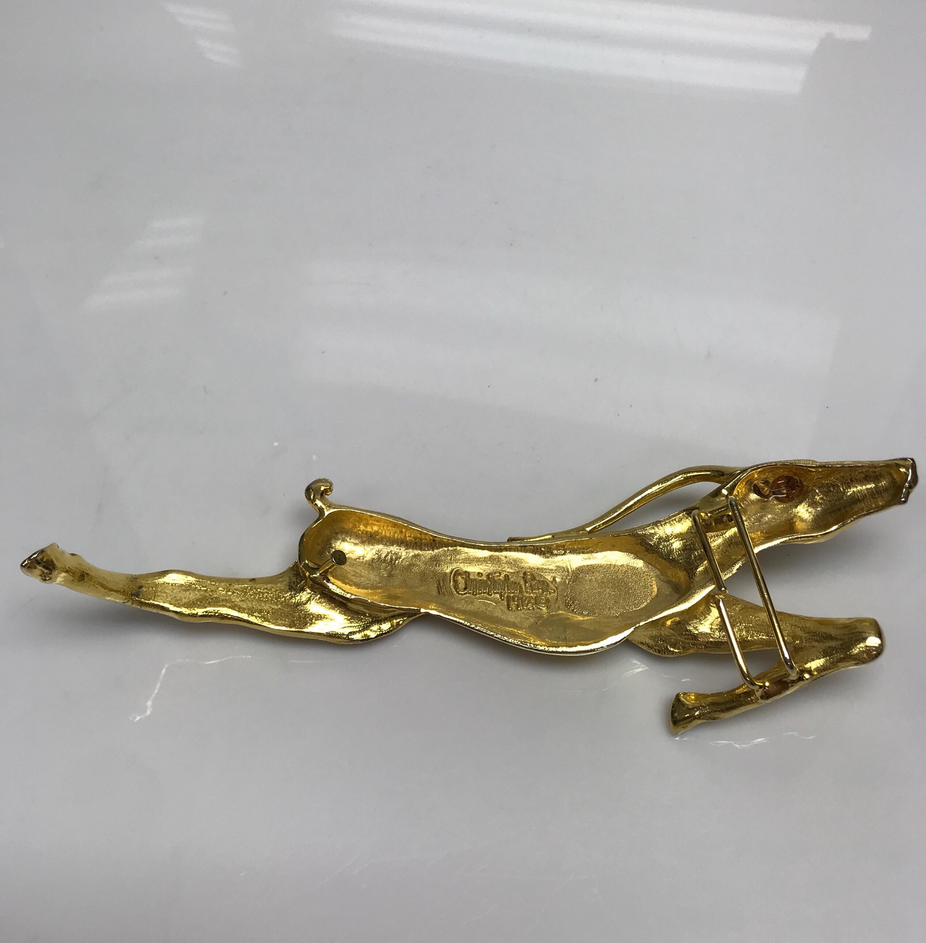 Christopher Ross Gold Large Reindeer Vintage Buckle-1986. This amazing vintage Christopher Ross buckle is in great condition. It has some sign of use that is consistent with age. This piece is gold throughout and is in the shape of a reindeer. It is