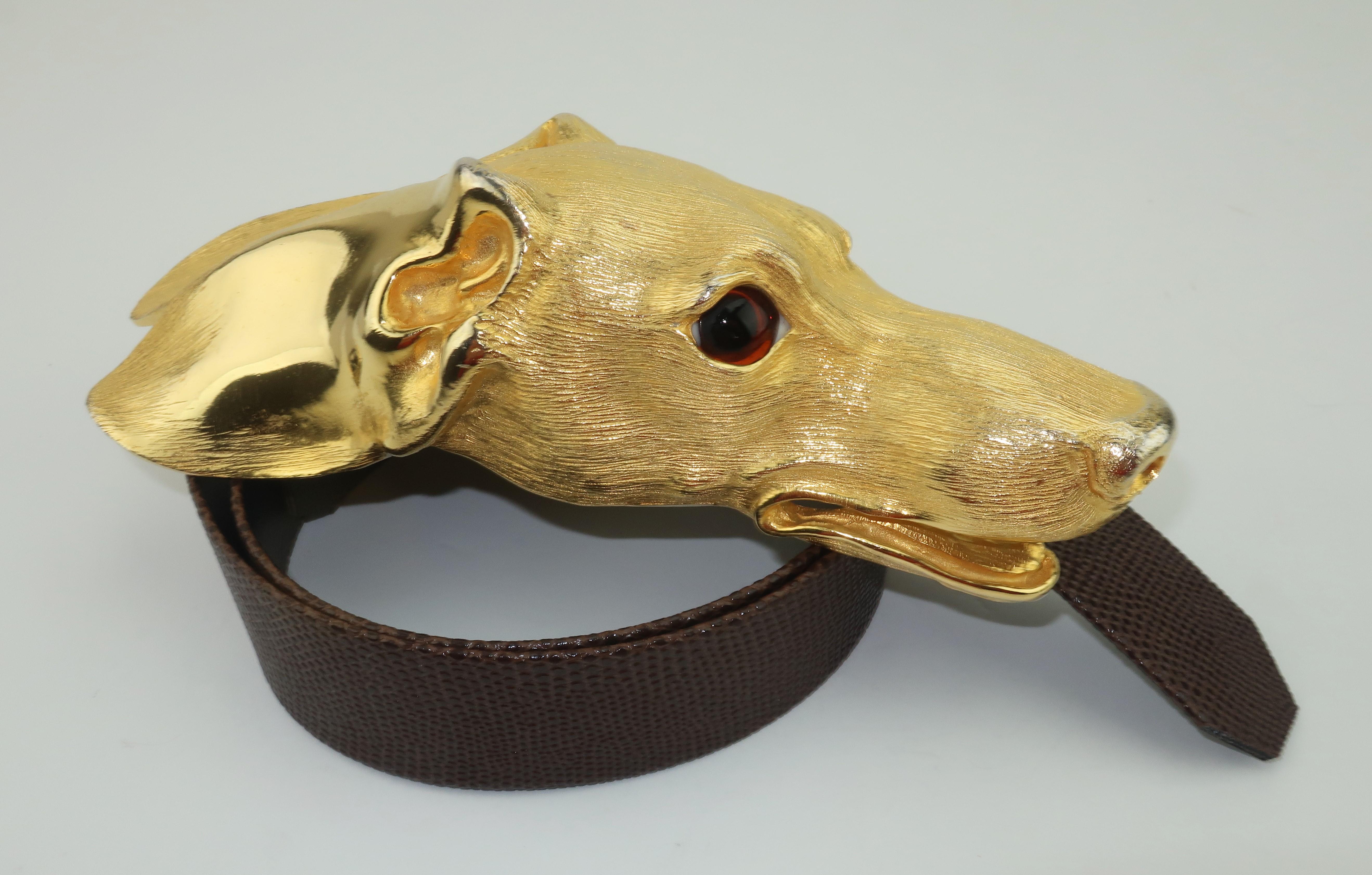 Christopher Ross Hunting Hound Dog Buckle Belt, 1985 2