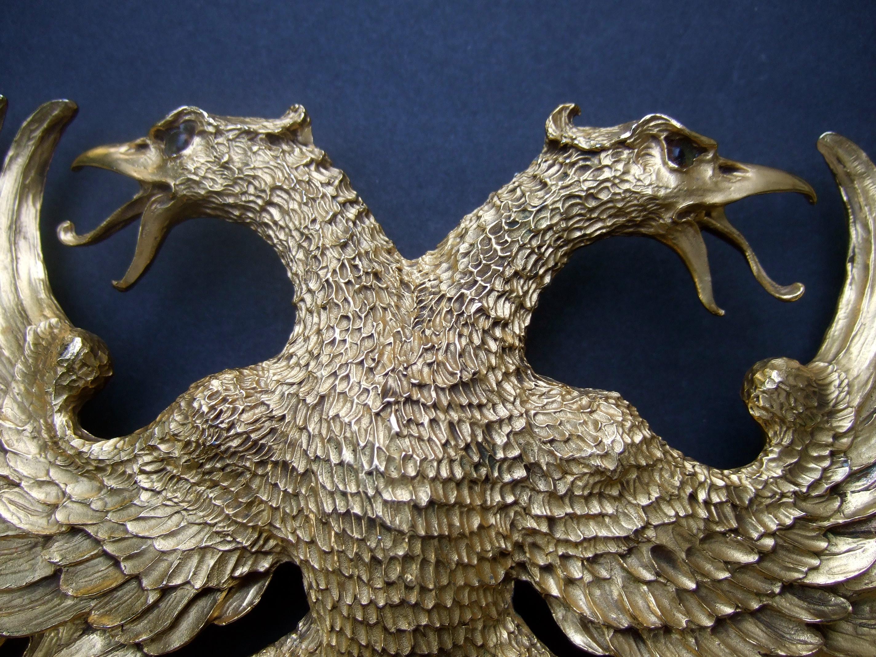 Christopher Ross Massive 24k vergoldete doppelköpfige Adler Gürtelschnalle c 1983 im Angebot 5
