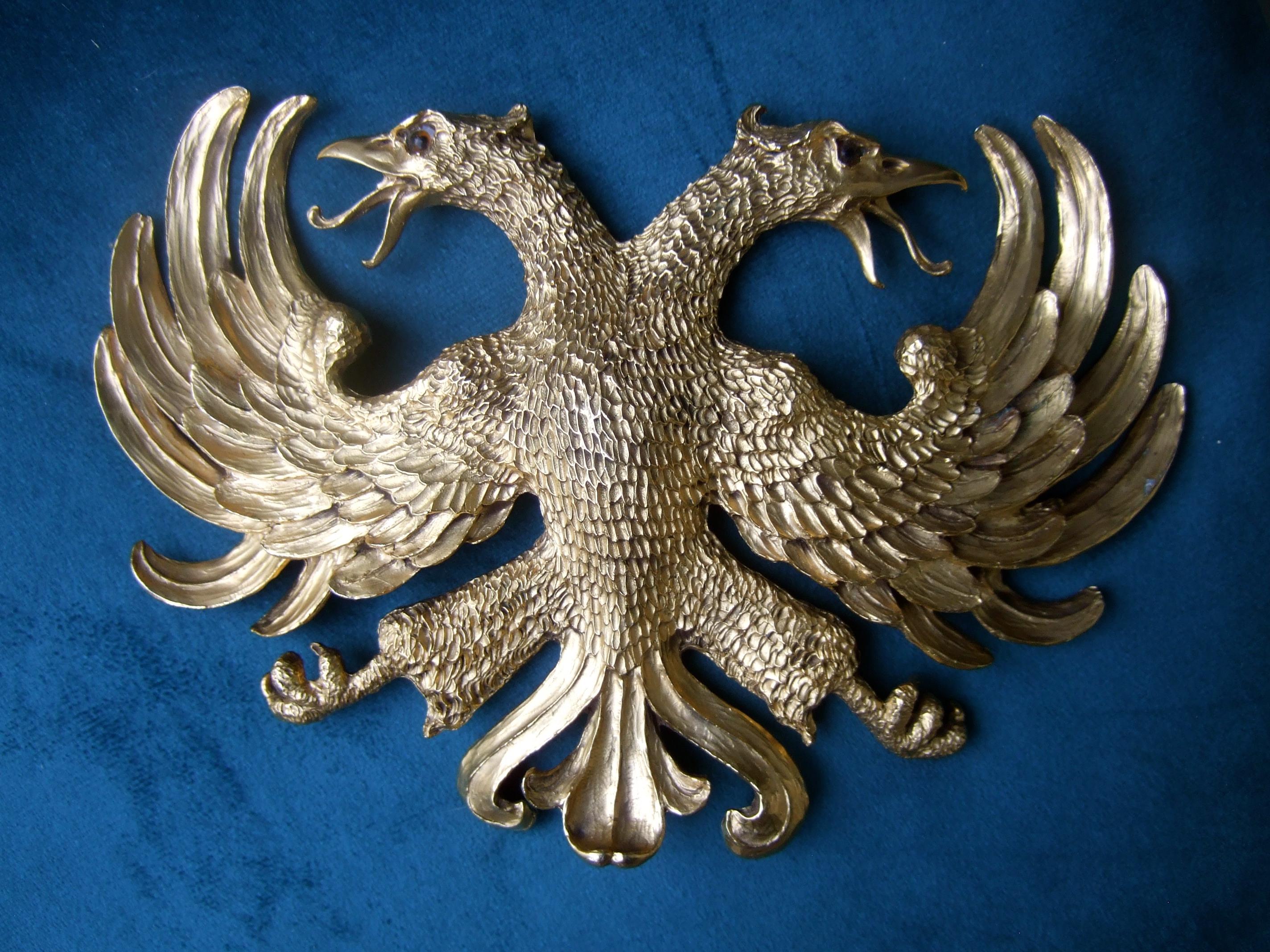 Christopher Ross Massive 24k vergoldete doppelköpfige Adler Gürtelschnalle c 1983 im Angebot 6