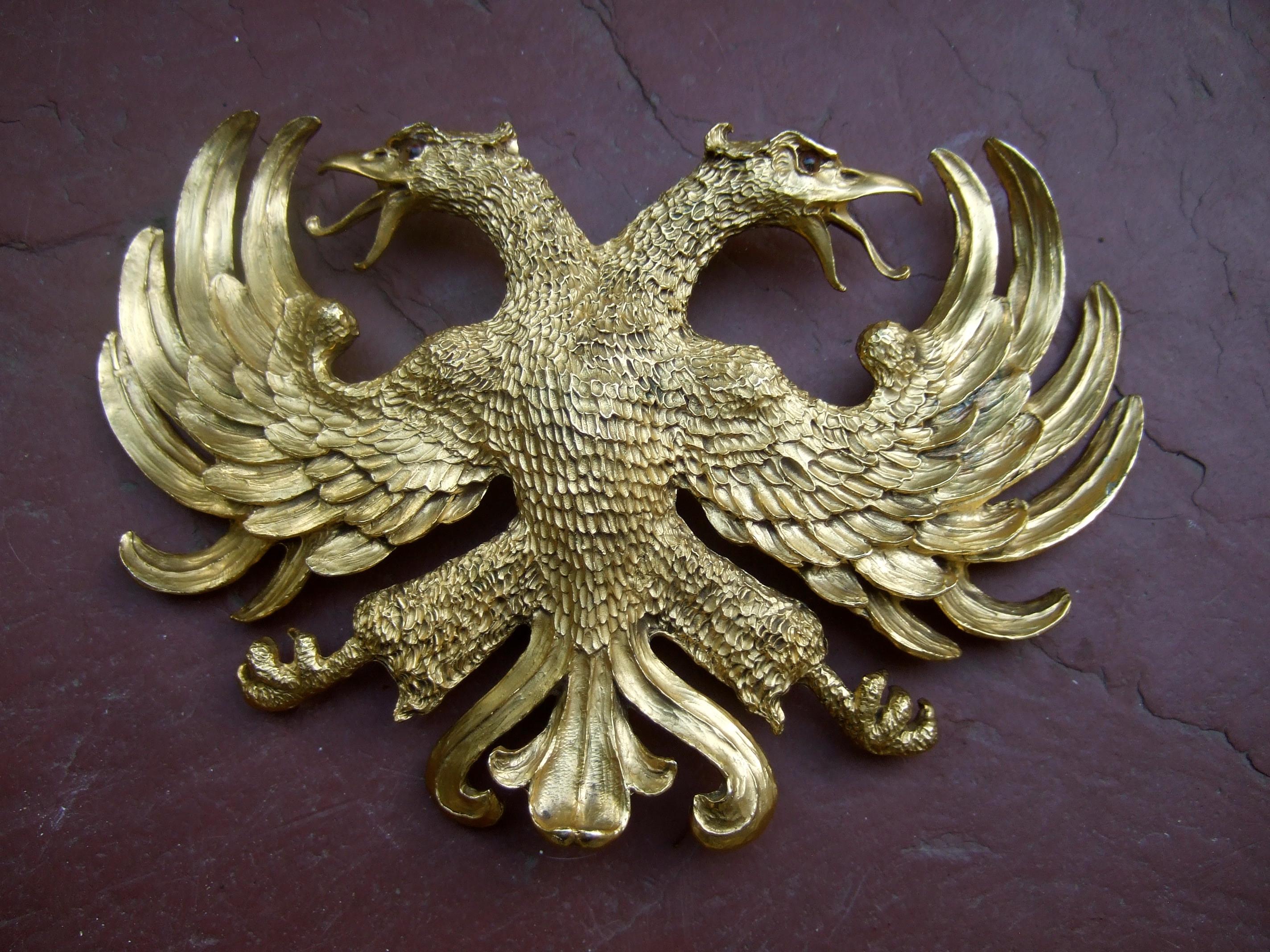 Christopher Ross Massive 24k vergoldete doppelköpfige Adler Gürtelschnalle c 1983 im Angebot 7