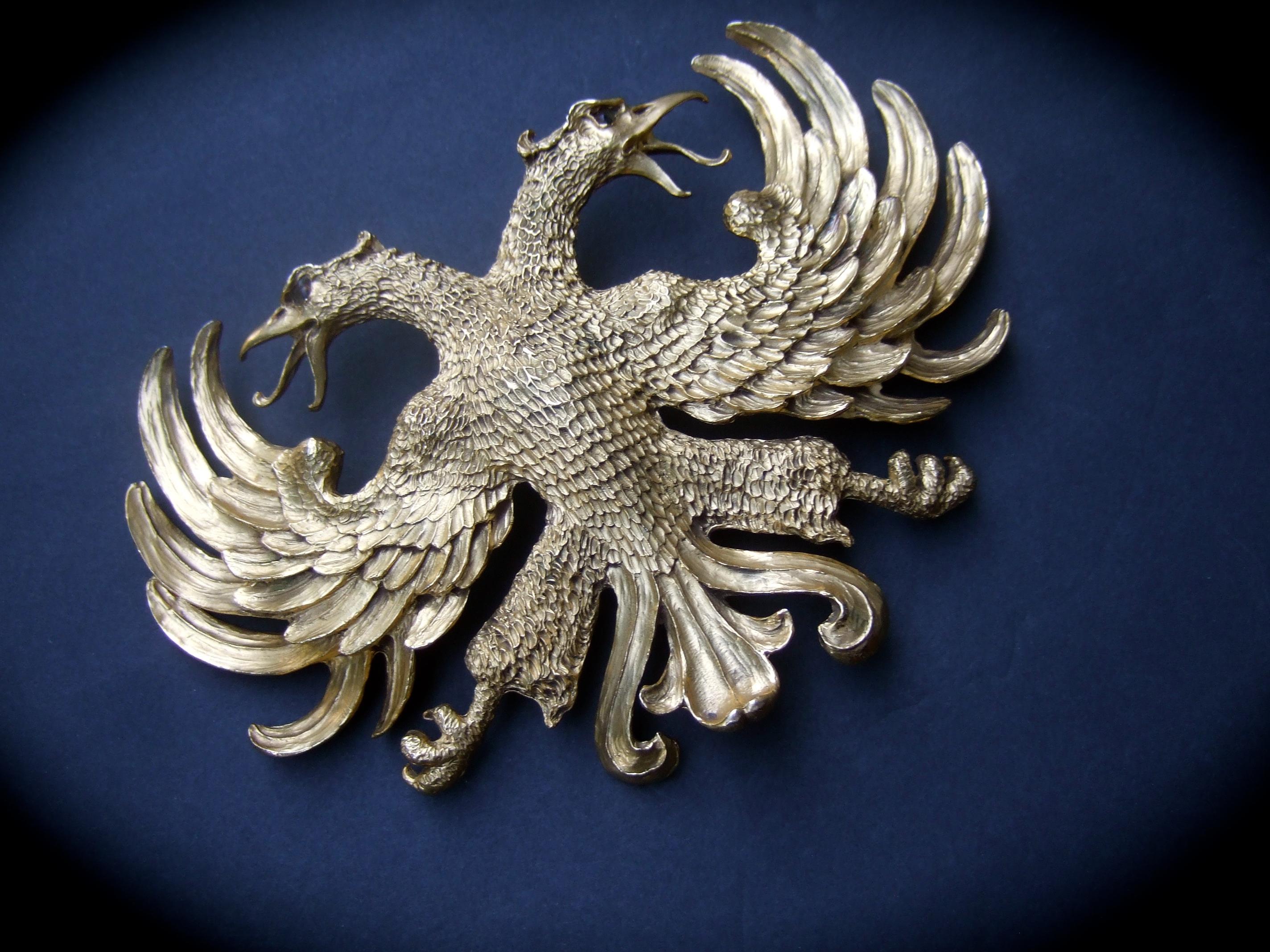 Christopher Ross Massive 24k vergoldete doppelköpfige Adler Gürtelschnalle c 1983 im Angebot 8