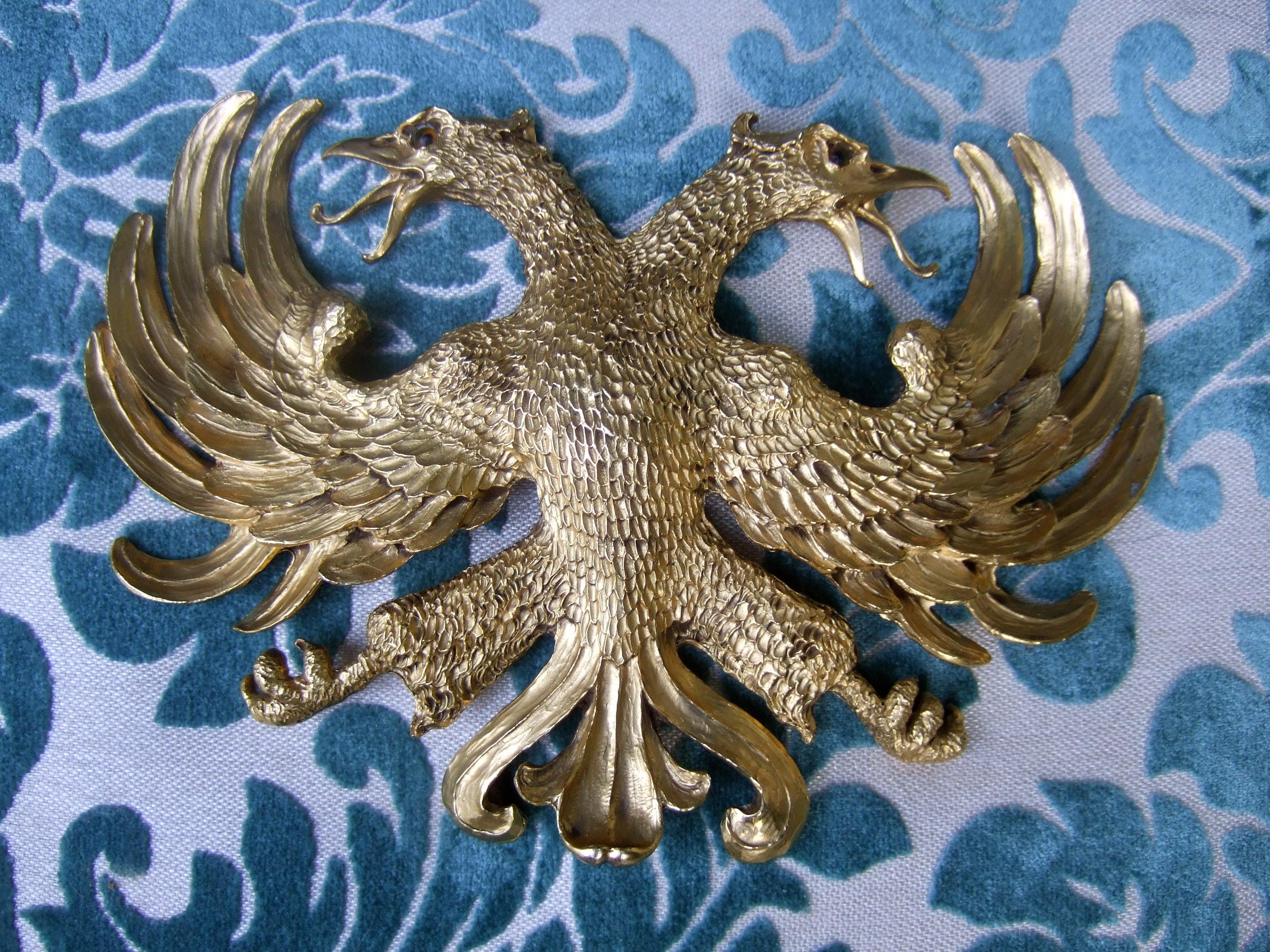 Christopher Ross Massive 24k vergoldete doppelköpfige Adler Gürtelschnalle c 1983 im Angebot 9