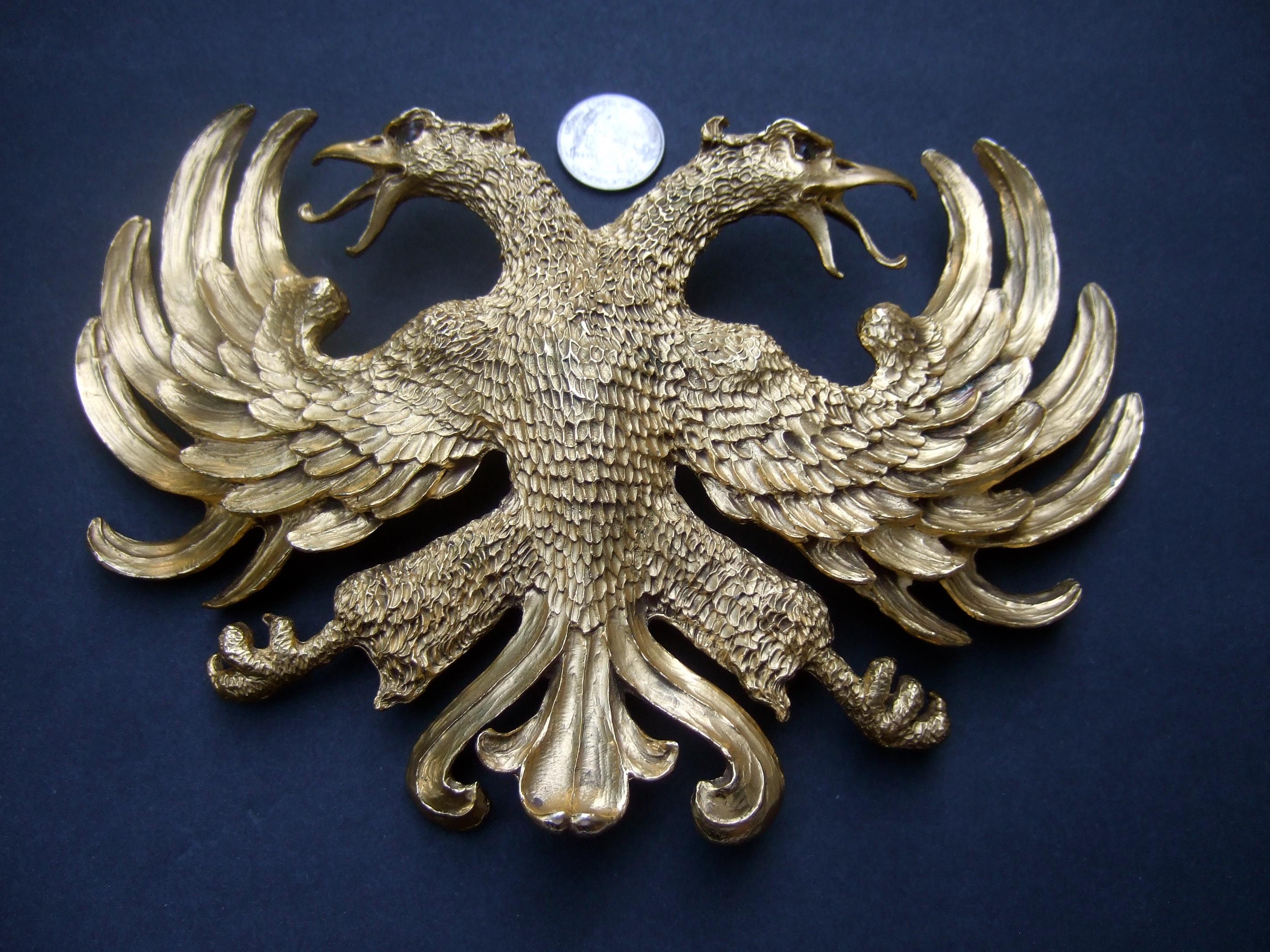 Christopher Ross Massive 24k vergoldete doppelköpfige Adler Gürtelschnalle c 1983 im Angebot 12