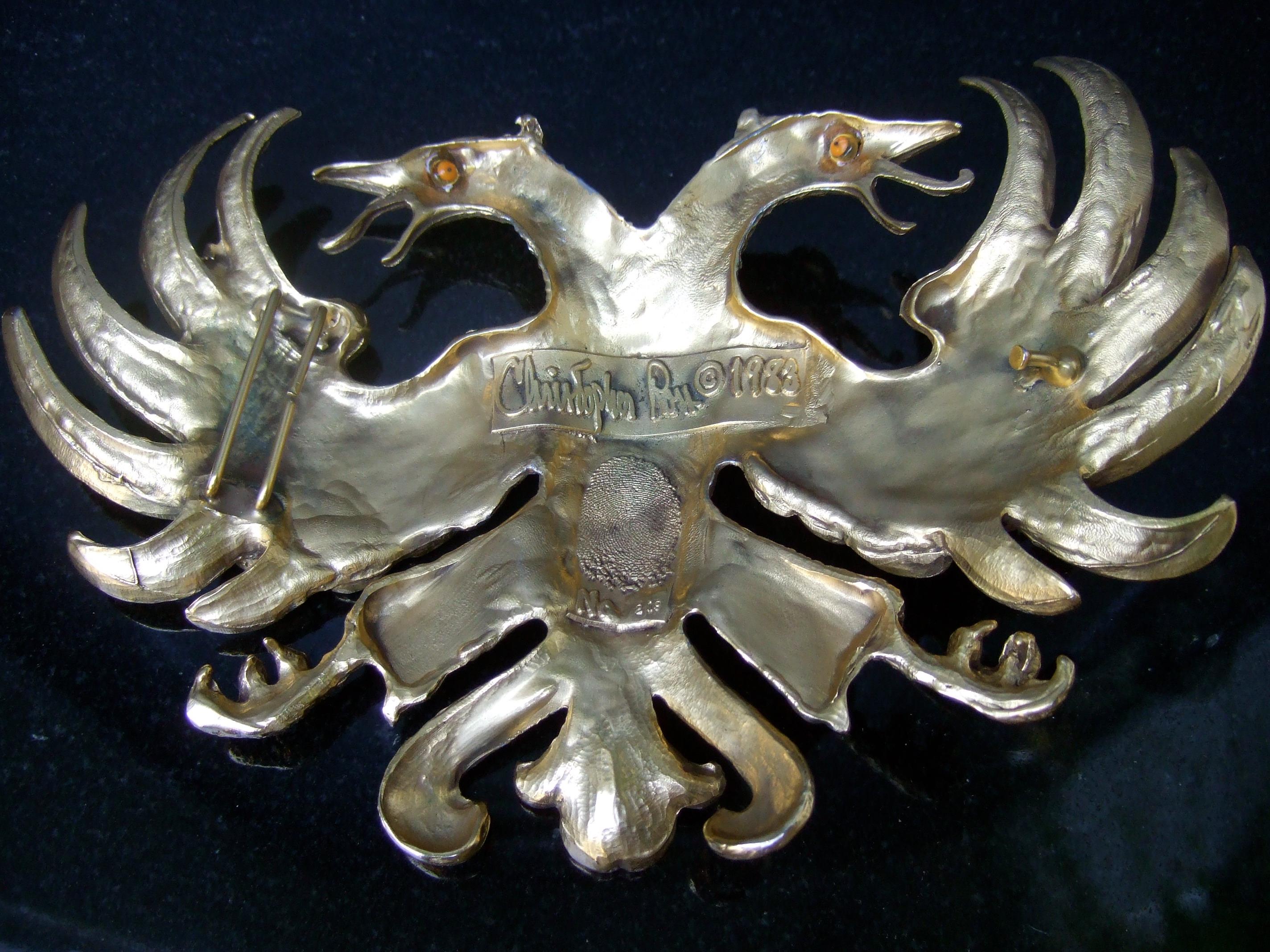 Christopher Ross Massive 24k vergoldete doppelköpfige Adler Gürtelschnalle c 1983 im Angebot 13