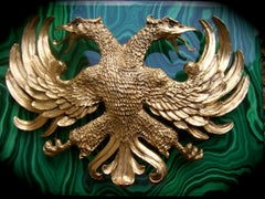 Christopher Ross Massive 24k Gold Plated Double Headed Eagle Belt Buckle (Fibbia da cintura con doppia testa) c. 1983