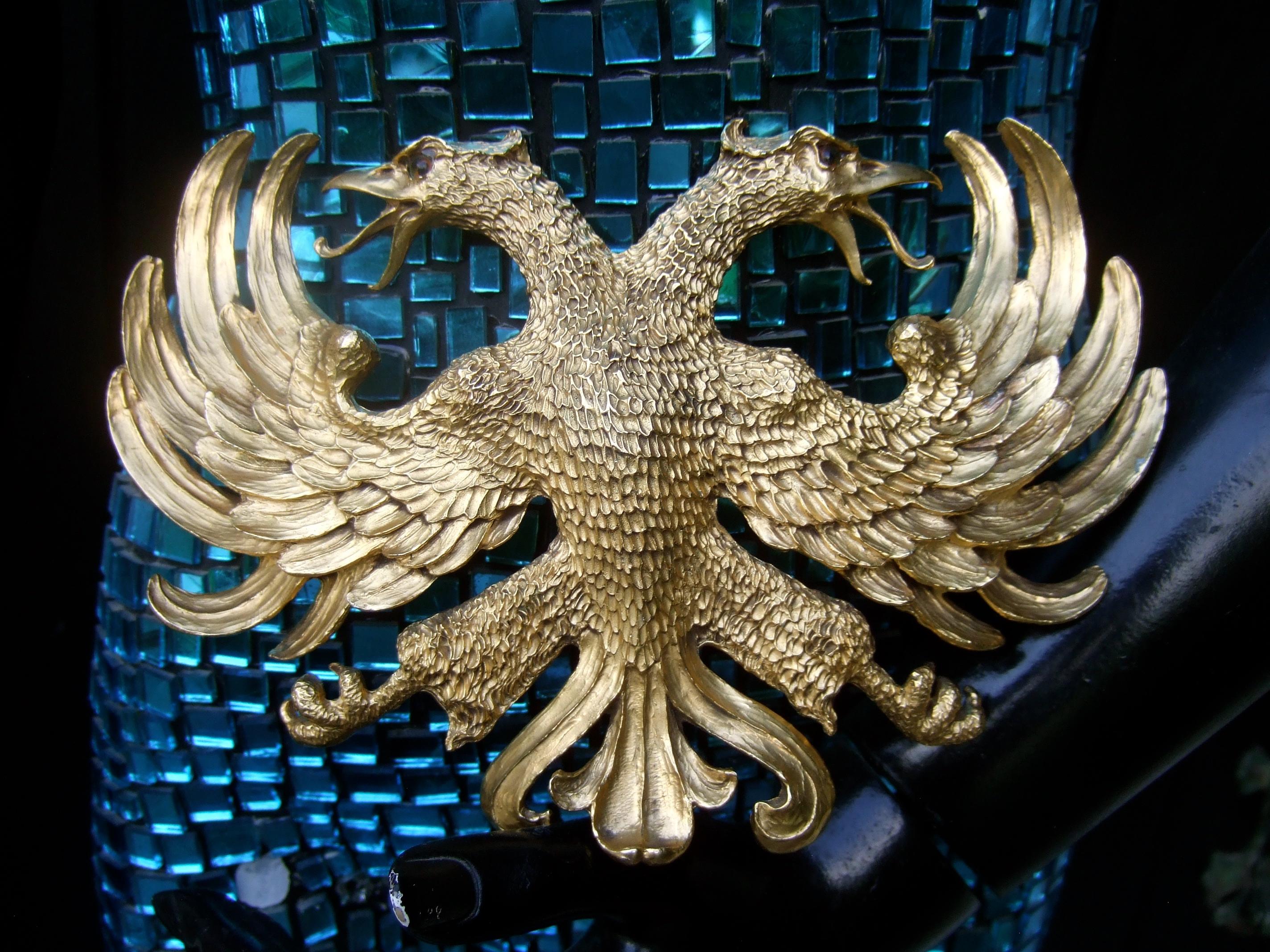 Christopher Ross Massive 24k vergoldete doppelköpfige Adler Gürtelschnalle c 1983 für Damen oder Herren im Angebot