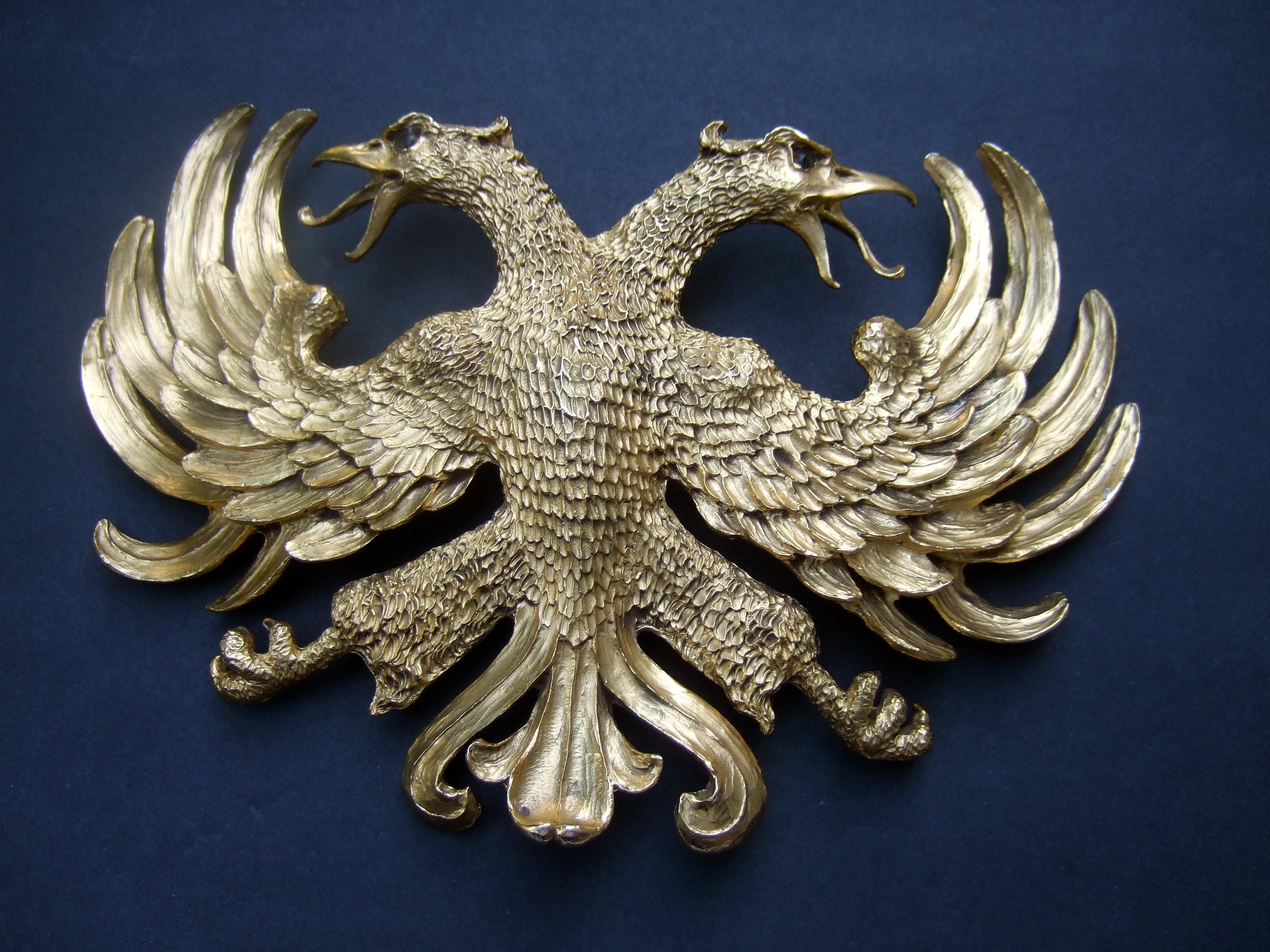 Christopher Ross Massive 24k vergoldete doppelköpfige Adler Gürtelschnalle c 1983 im Angebot 3