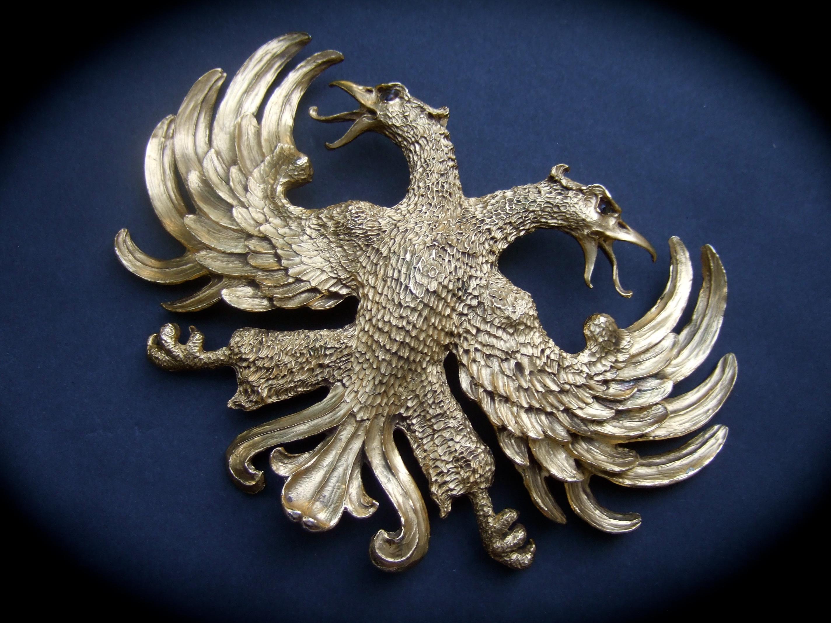 Christopher Ross Massive 24k vergoldete doppelköpfige Adler Gürtelschnalle c 1983 im Angebot 4