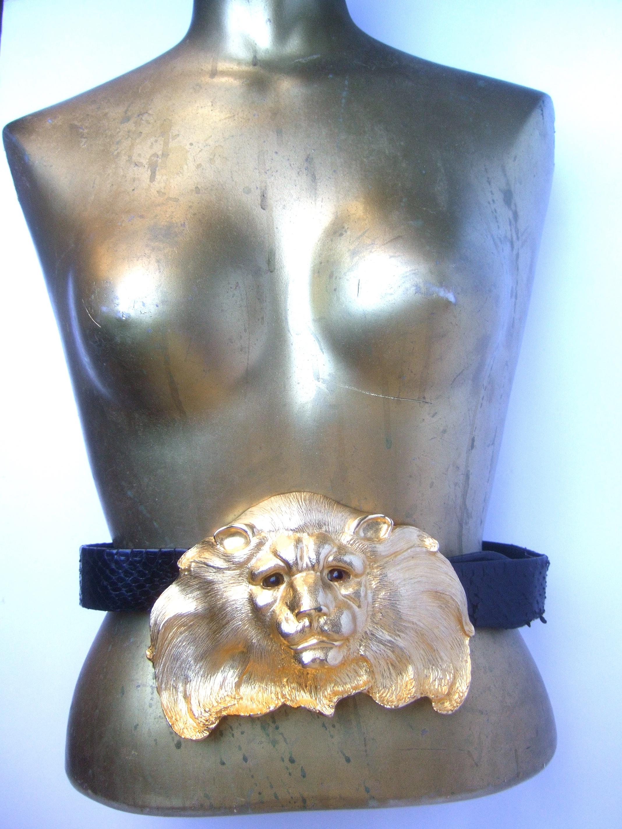 Christopher Ross Massiver vergoldeter Metallgürtel mit Löwenschnalle, um 1984 im Zustand „Gut“ im Angebot in University City, MO