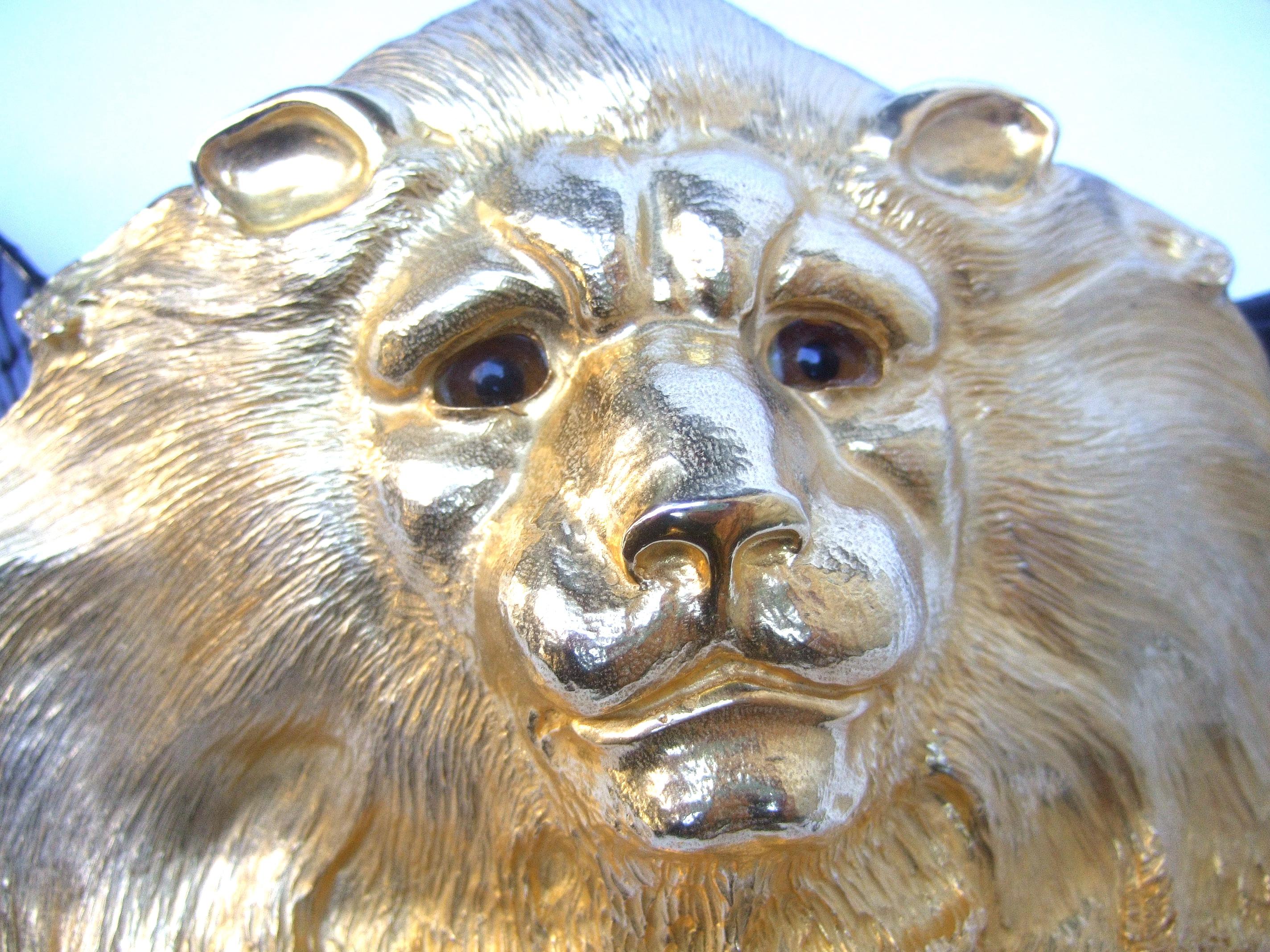 Christopher Ross - Ceinture en métal doré massif avec boucle en forme de lion, vers 1984 en vente 4