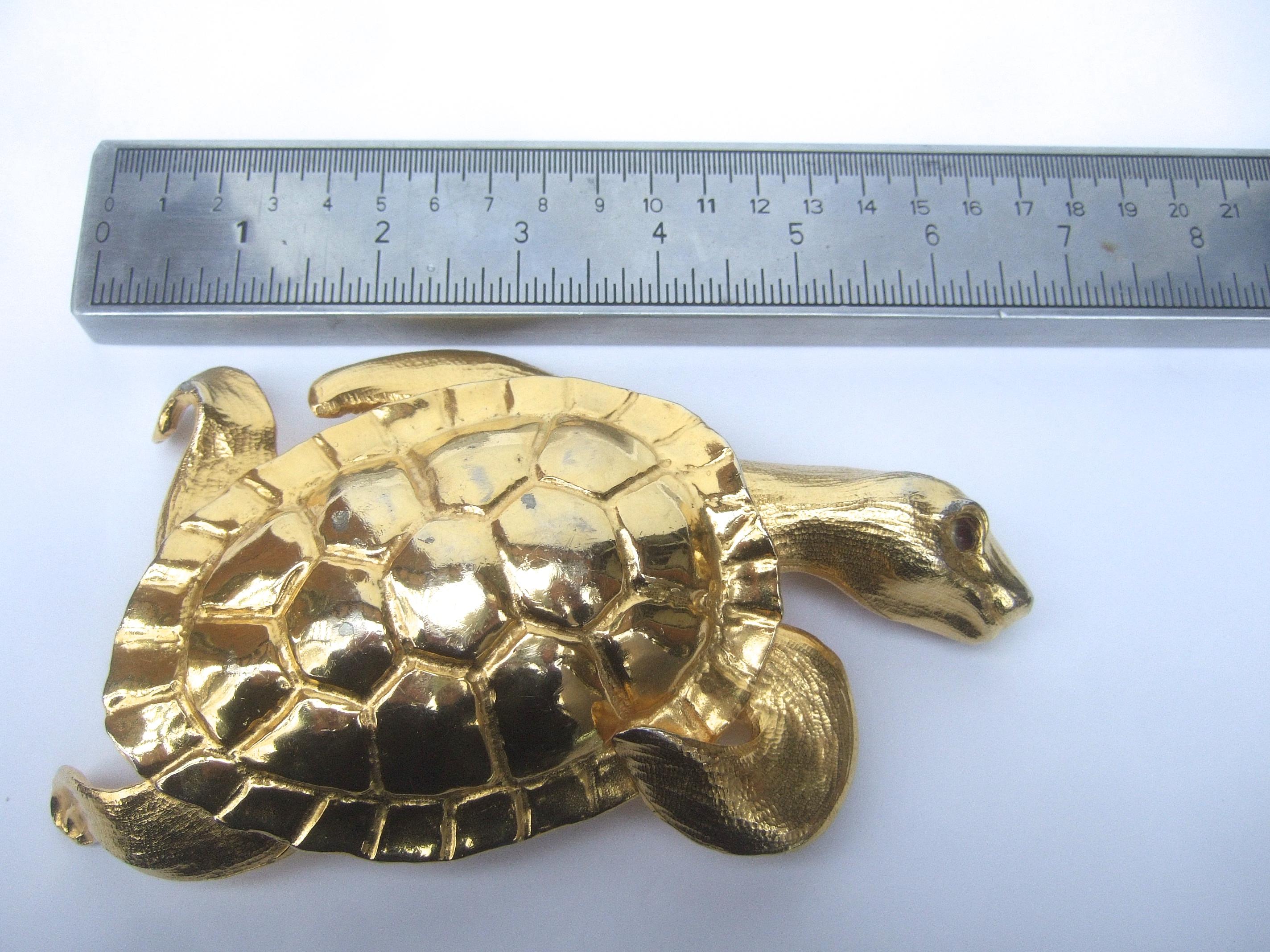 Christopher Ross Massive Huge Scale 24k Gold Plated Turtle Belt Buckle c 1980s 5