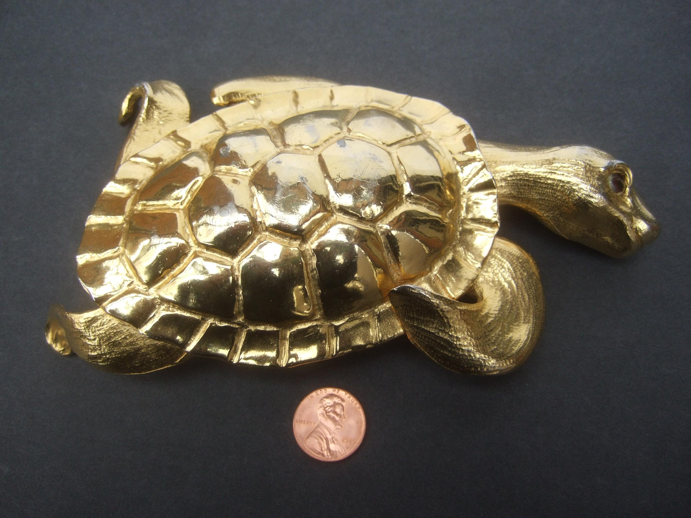Christopher Ross Massive Huge Scale 24k Gold Plated Turtle Belt Buckle c 1980s 1