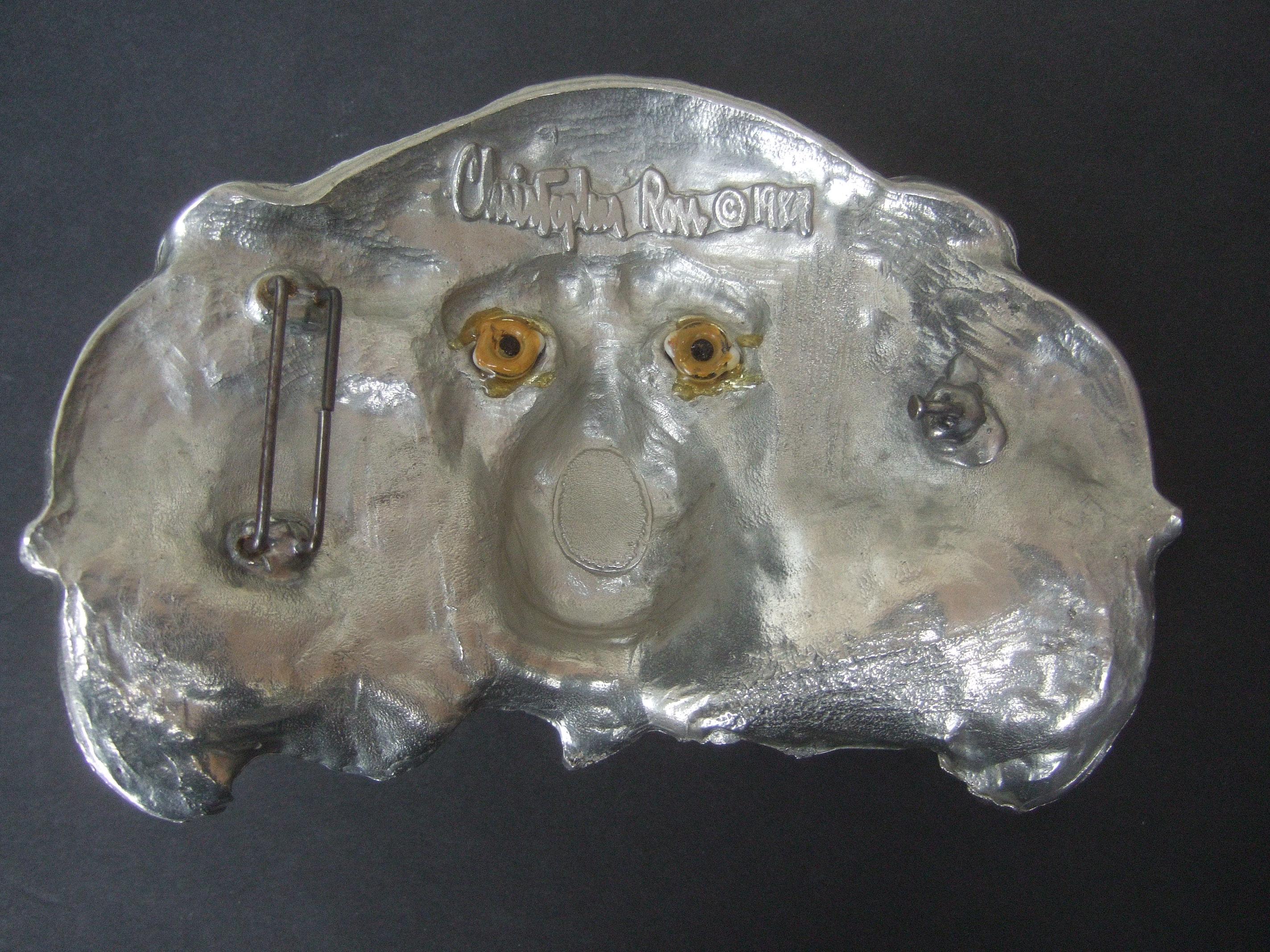 Christopher Ross Massive Huge Scale Artisan Silver Metal Lion Belt Buckle c 1984 For Sale 6