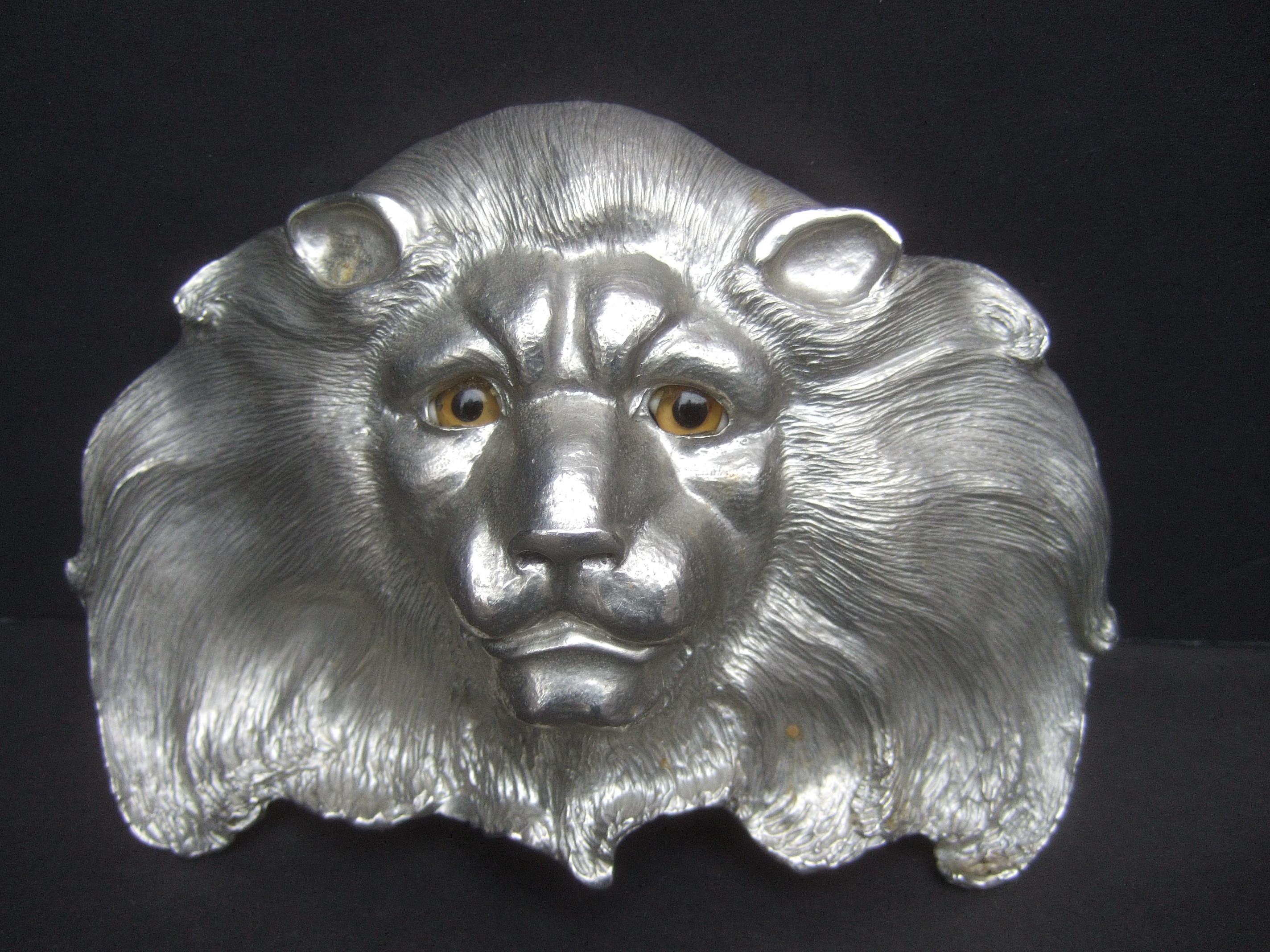 Women's Christopher Ross Massive Huge Scale Artisan Silver Metal Lion Belt Buckle c 1984 For Sale