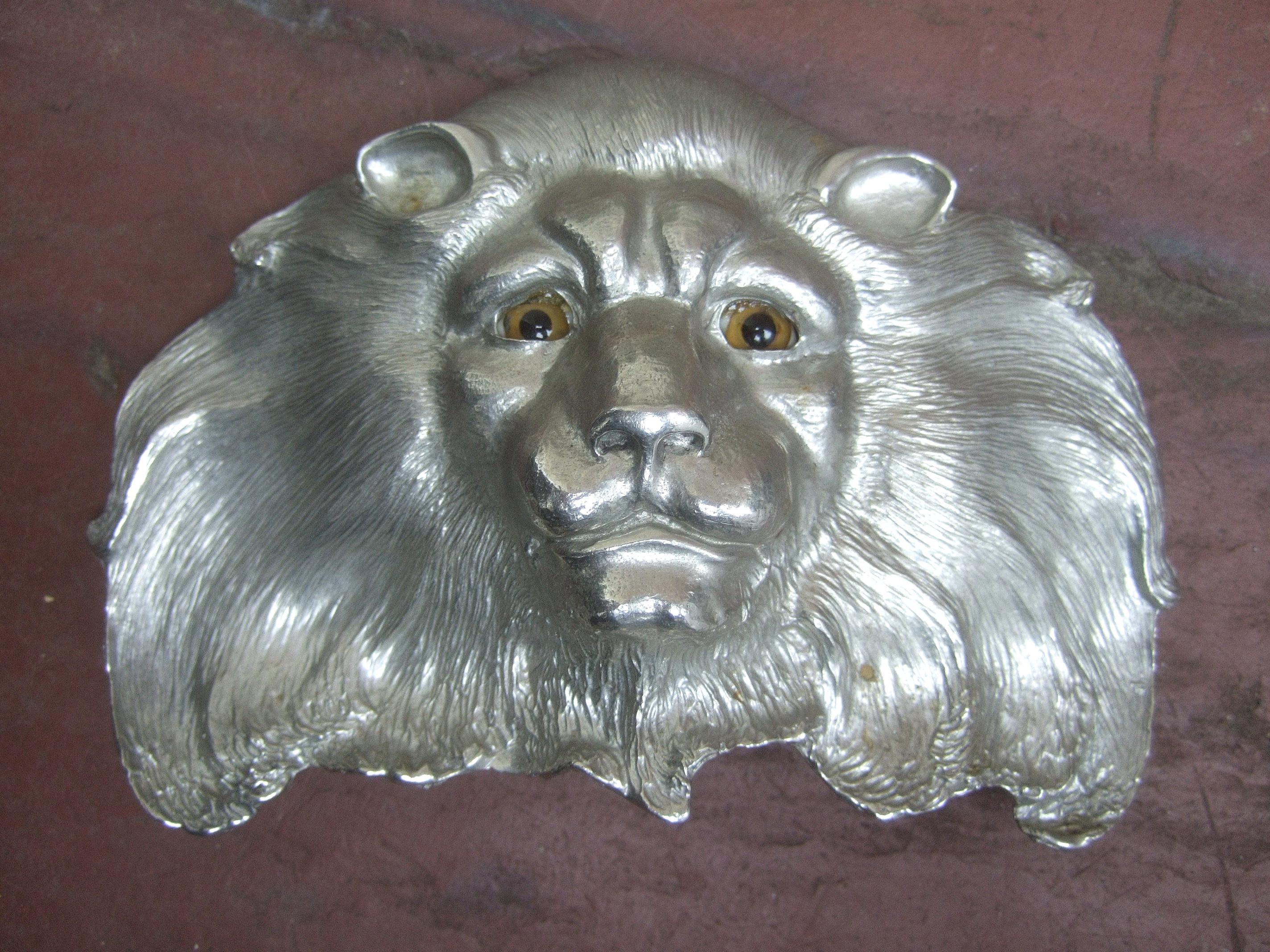 Christopher Ross Massive Huge Scale Artisan Silver Metal Lion Belt Buckle c 1984 For Sale 1