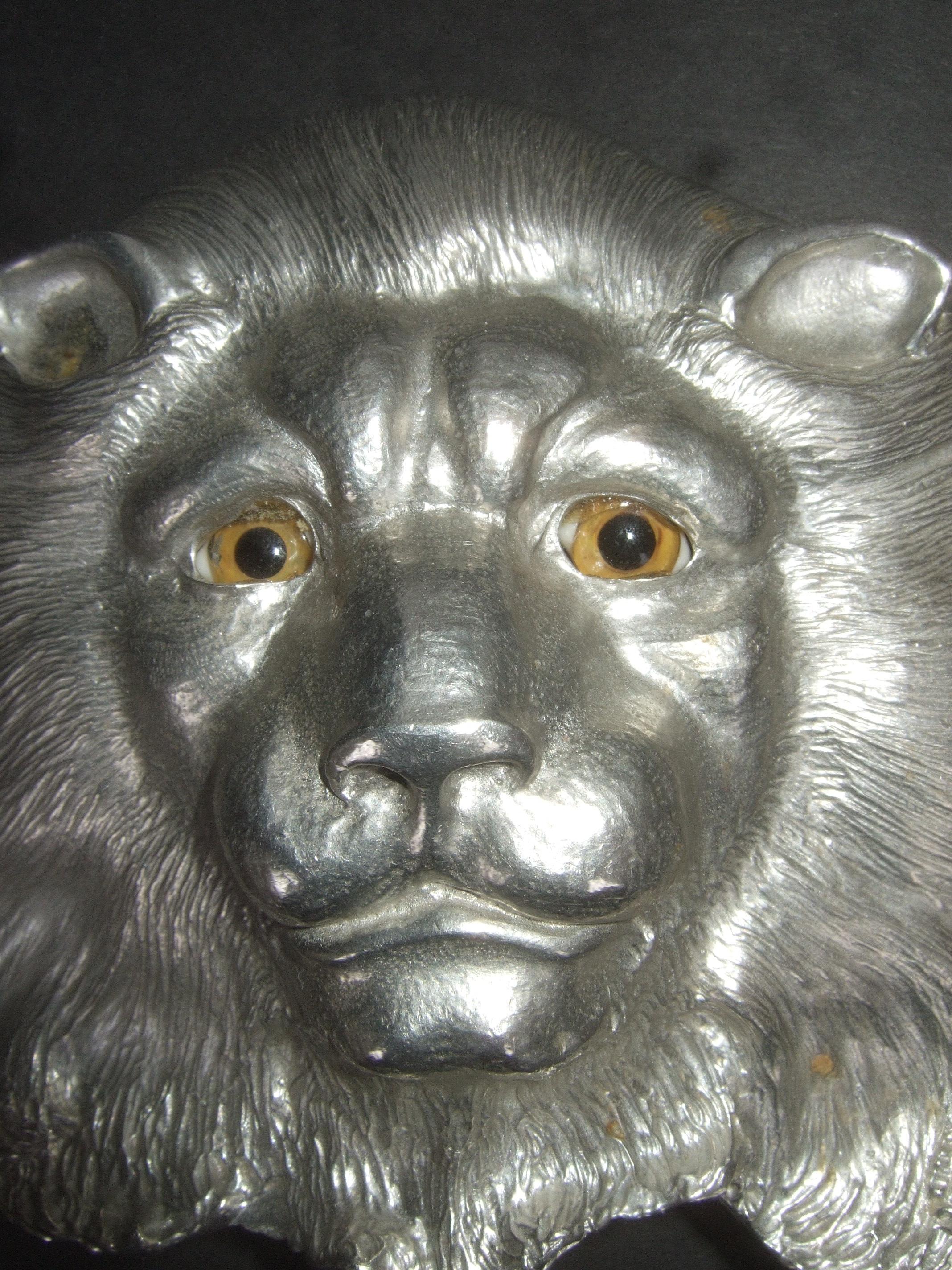 Christopher Ross Massive Huge Scale Artisan Silver Metal Lion Belt Buckle c 1984 For Sale 2