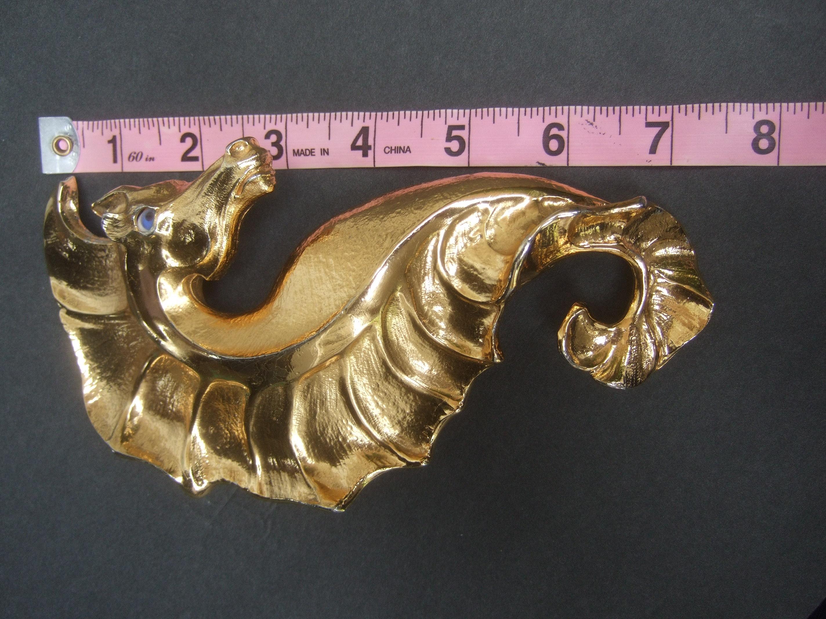 Christopher Ross Rare Massive 24k Gold Plated Seahorse Belt Buckle c 1980s For Sale 4