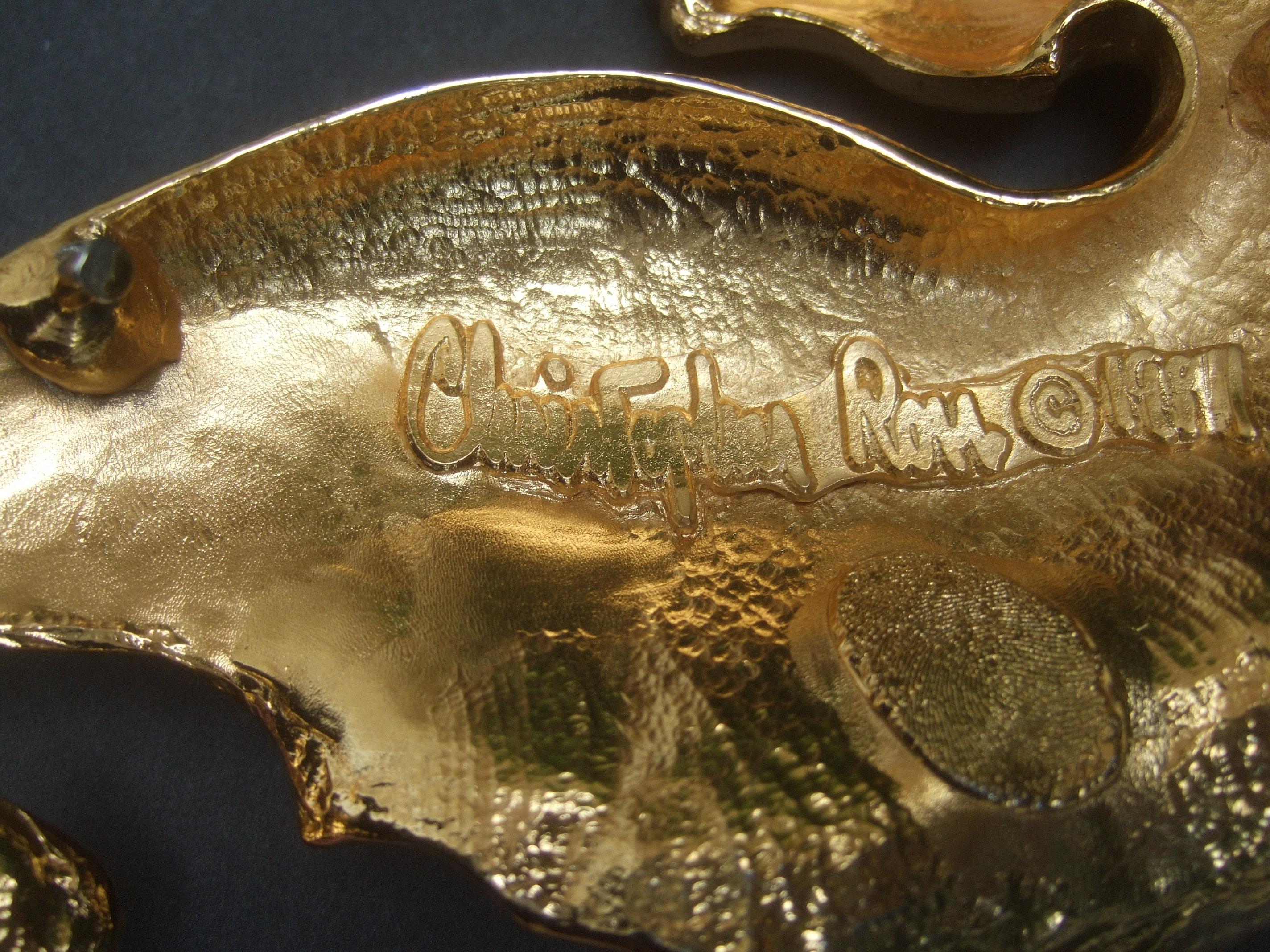 Christopher Ross Rare Massive 24k Gold Plated Seahorse Belt Buckle c 1980s For Sale 5