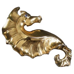 Vintage Christopher Ross Rare Massive 24k Gold Plated Seahorse Belt Buckle c 1980s