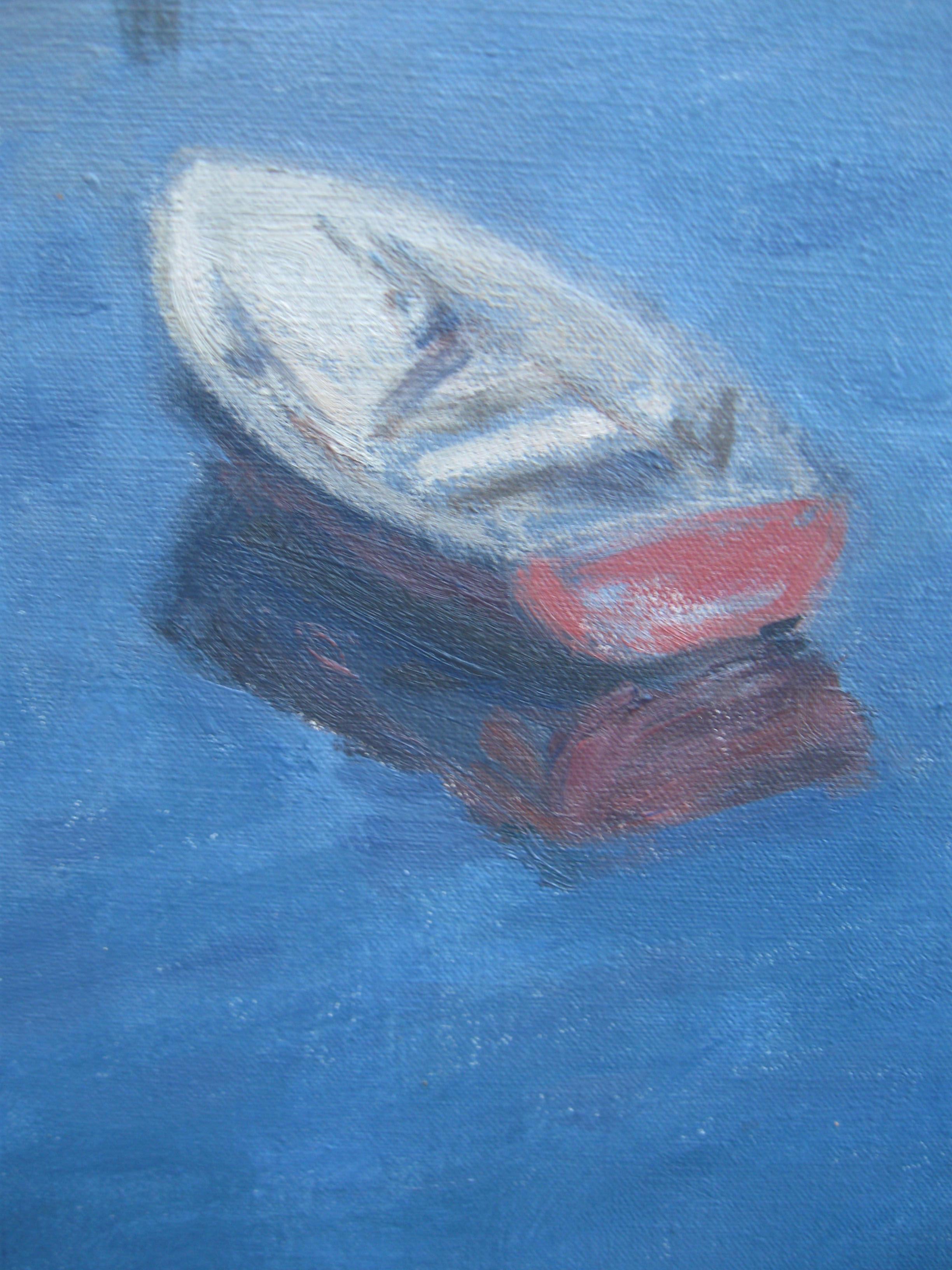 Christopher Sanders R.A. (1905-1991) 'The Red Dinghy'  oil on canvas circa 1960 For Sale 7