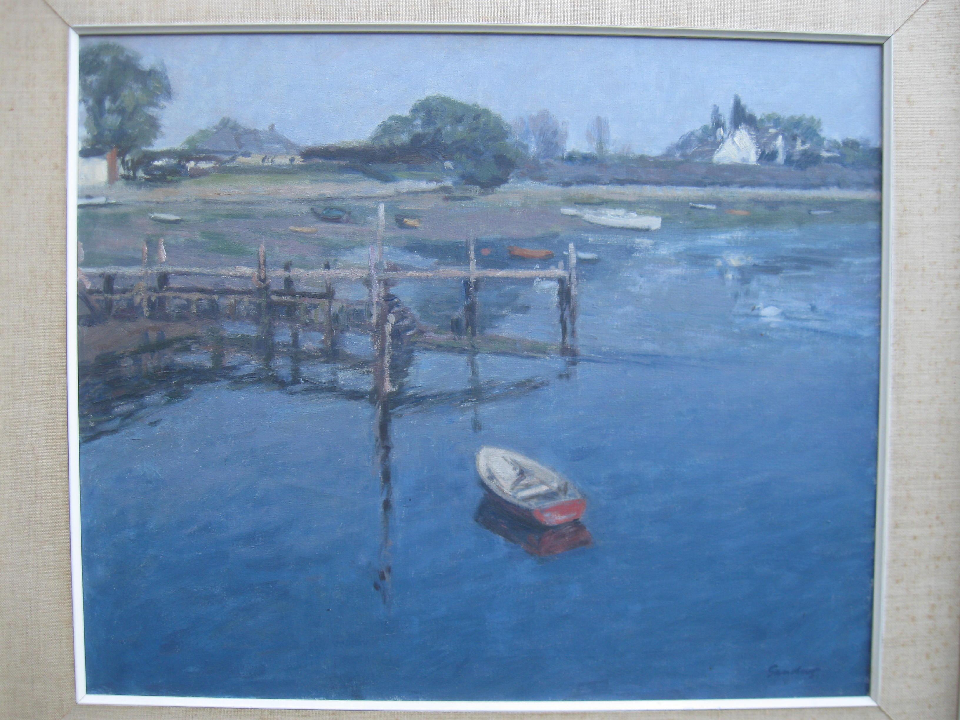 Christopher Sanders R.A. (1905-1991) 'The Red Dinghy'  oil on canvas circa 1960 For Sale 13