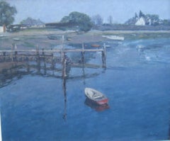 Christopher Sanders R.A. (1905-1991) „Die rote Dinghy“  Öl auf Leinwand, um 1960