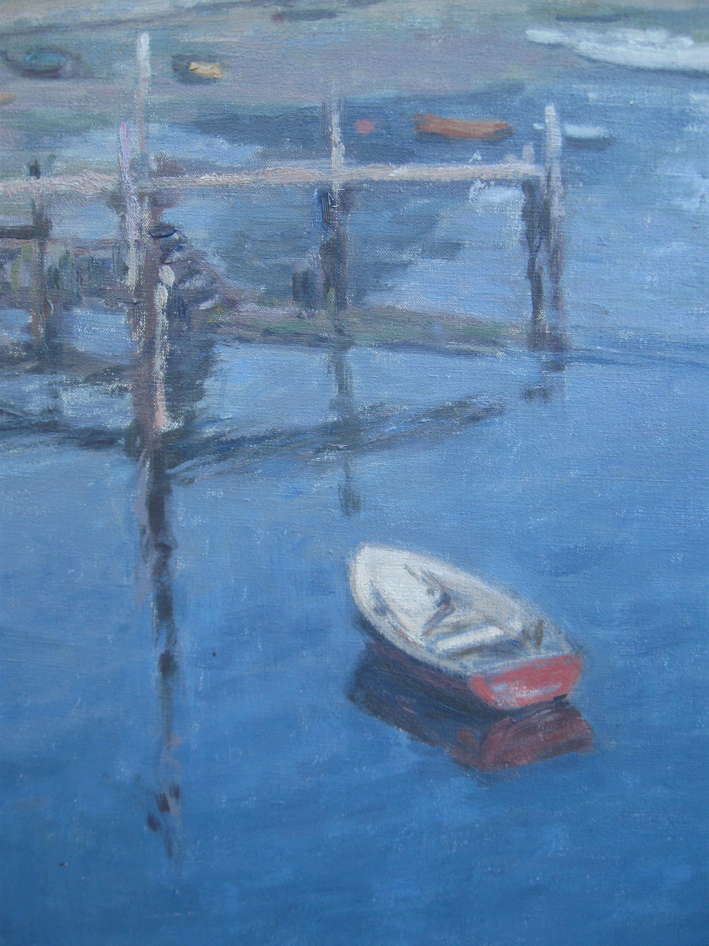 Christopher Sanders R.A. (1905-1991) 'The Red Dinghy'  oil on canvas circa 1960 For Sale 2