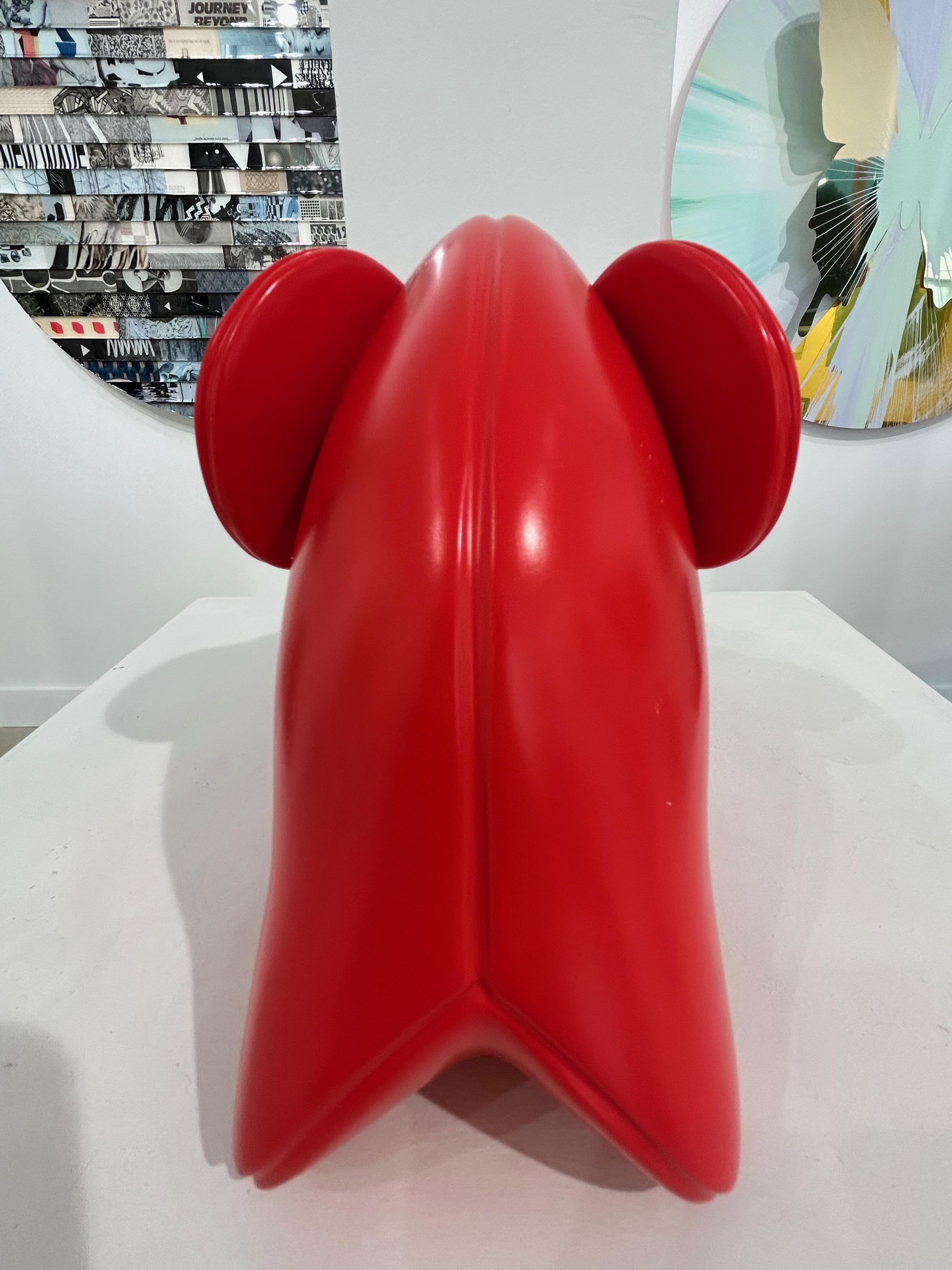 Cherry Red Pop Art Playful Luck Elephant / Christopher Schulz Sculpture For Sale 2