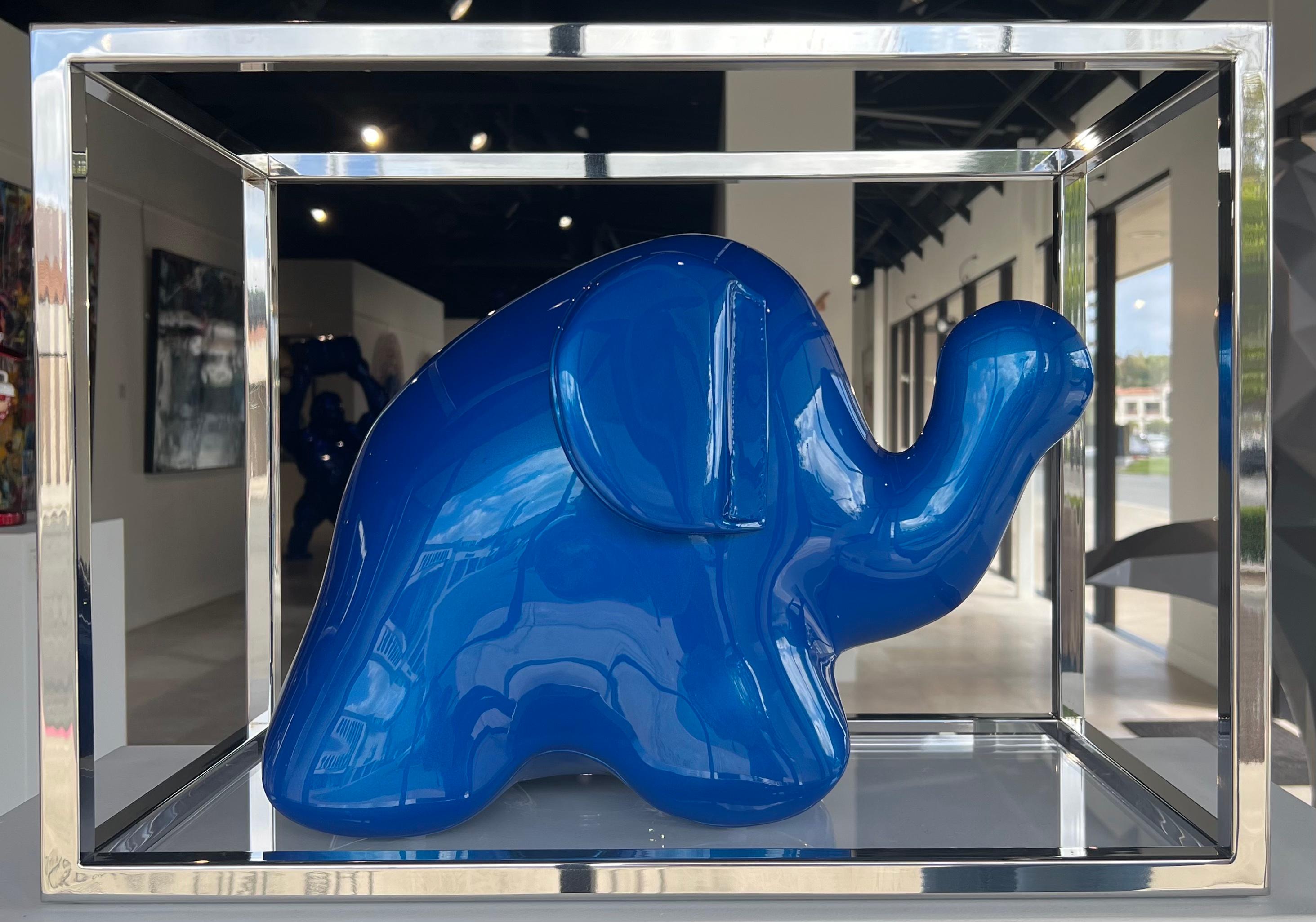 Christopher Schulz Abstract Sculpture - Elephant with Cage 10/18 - Oriental Blue