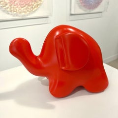 Cherry Red Pop Art Playful Luck Elephant / Christopher Schulz Sculpture