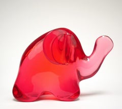 Verspielter Elefant (Rosa Klar) Christopher Schulz-Skulptur, Pop Art 