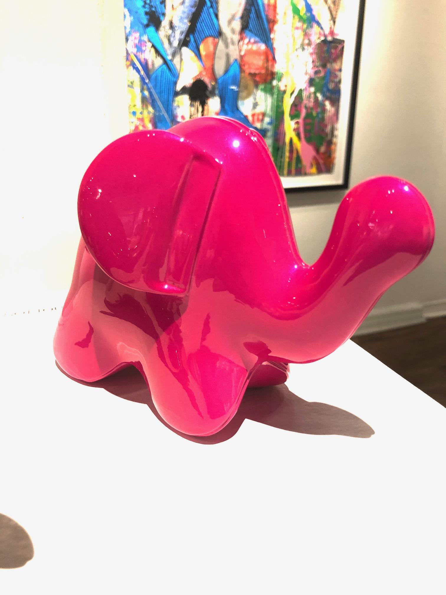 Christopher Schulz Figurative Sculpture - "Luck Elephant (Pink)"