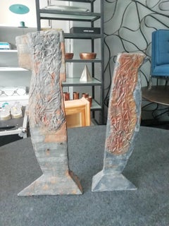 Christopher Schumaker Set of 2 Wood, Lead and Bronze Sculptures