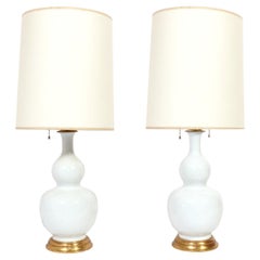 Christopher Spitzmiller Pair of Double Gourd Aurora White Lamps 