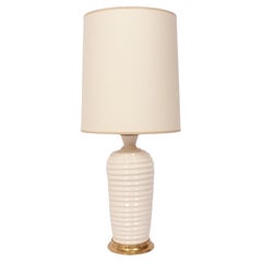 Christopher Spitzmiller Lámpara espiral firmada Blanc de Chine 23k Base dorada