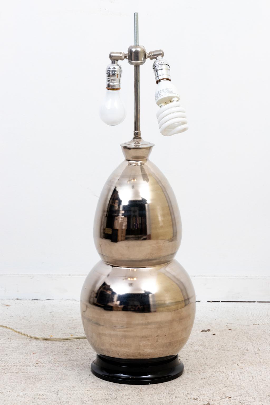 American Christopher Spitzmiller Silver Gourd Lamp